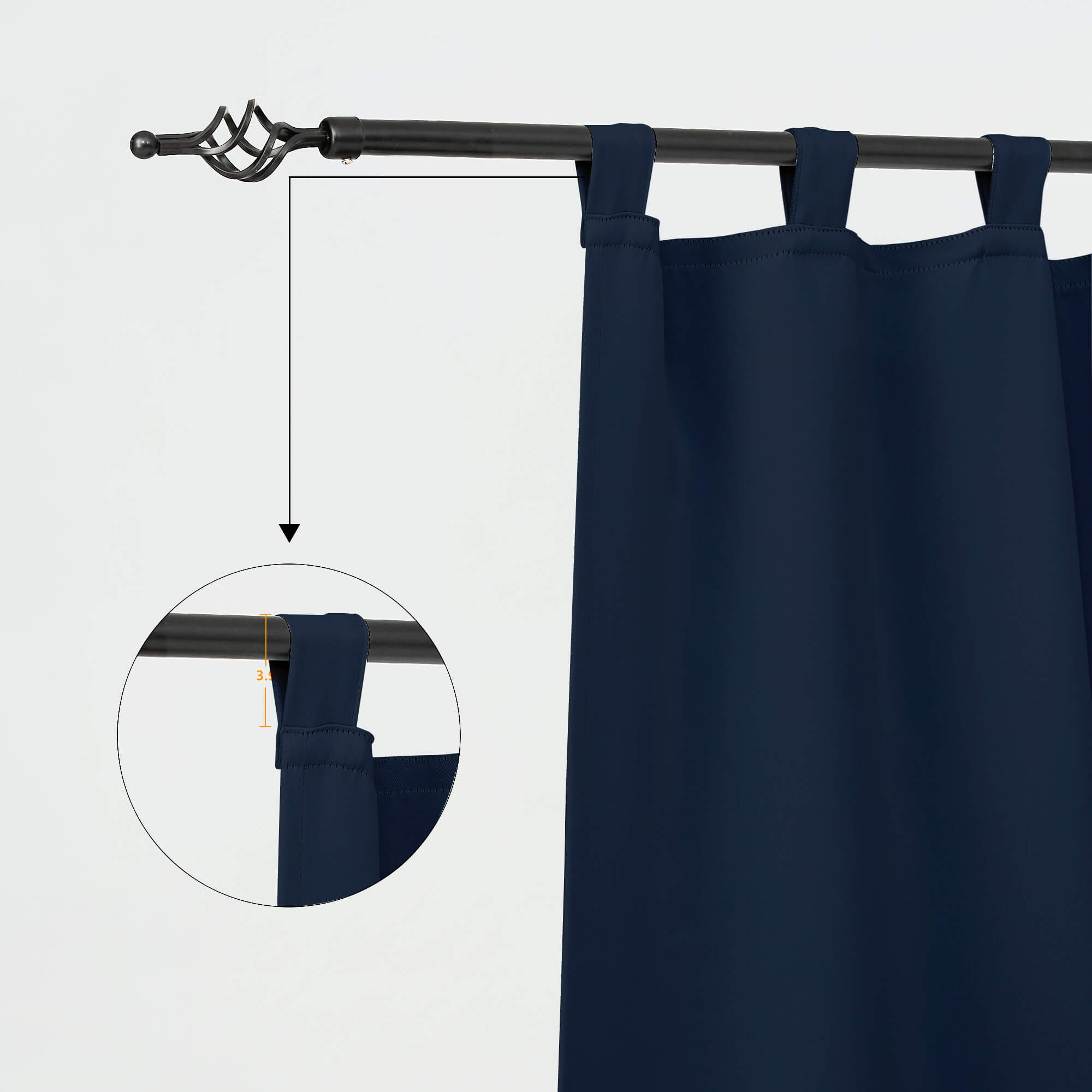 SNOWCITY Blackout Curtains Navy Blue - Tab Top