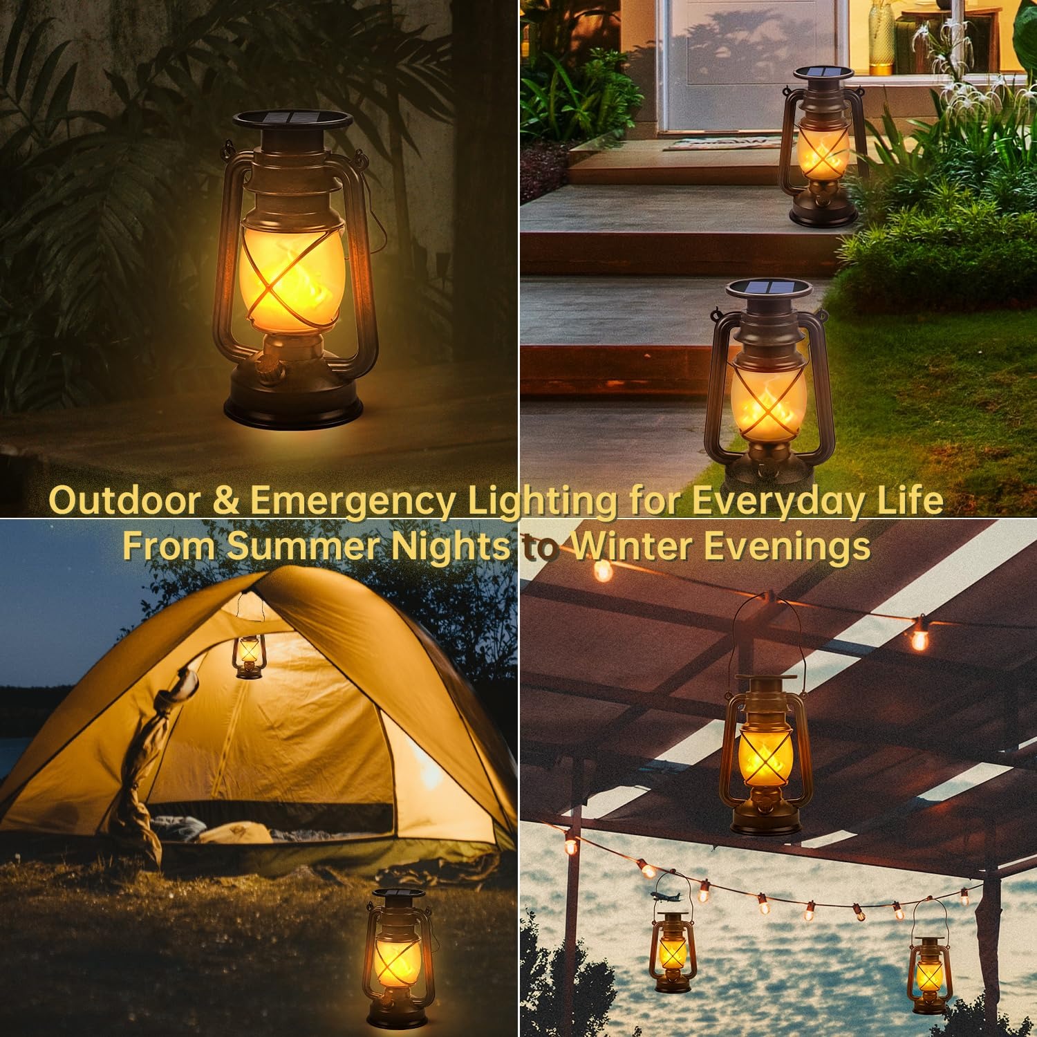 SNOWCITY Outdoor Hanging Solar Lantern 2 Pack - American Retro