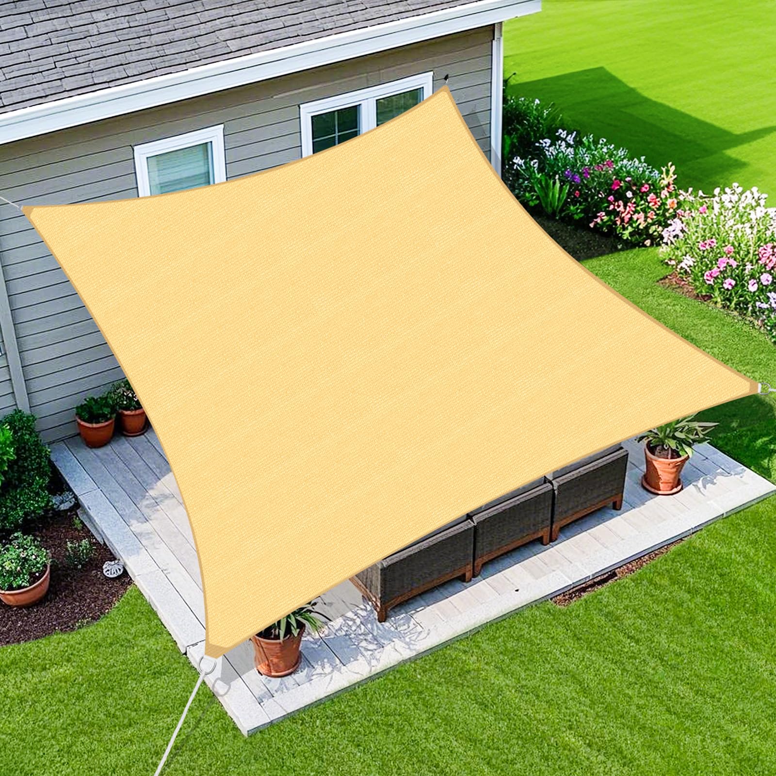 SNOWCITY Custom Rectangle HDPE Sun Shade Sail for Patio/Pool