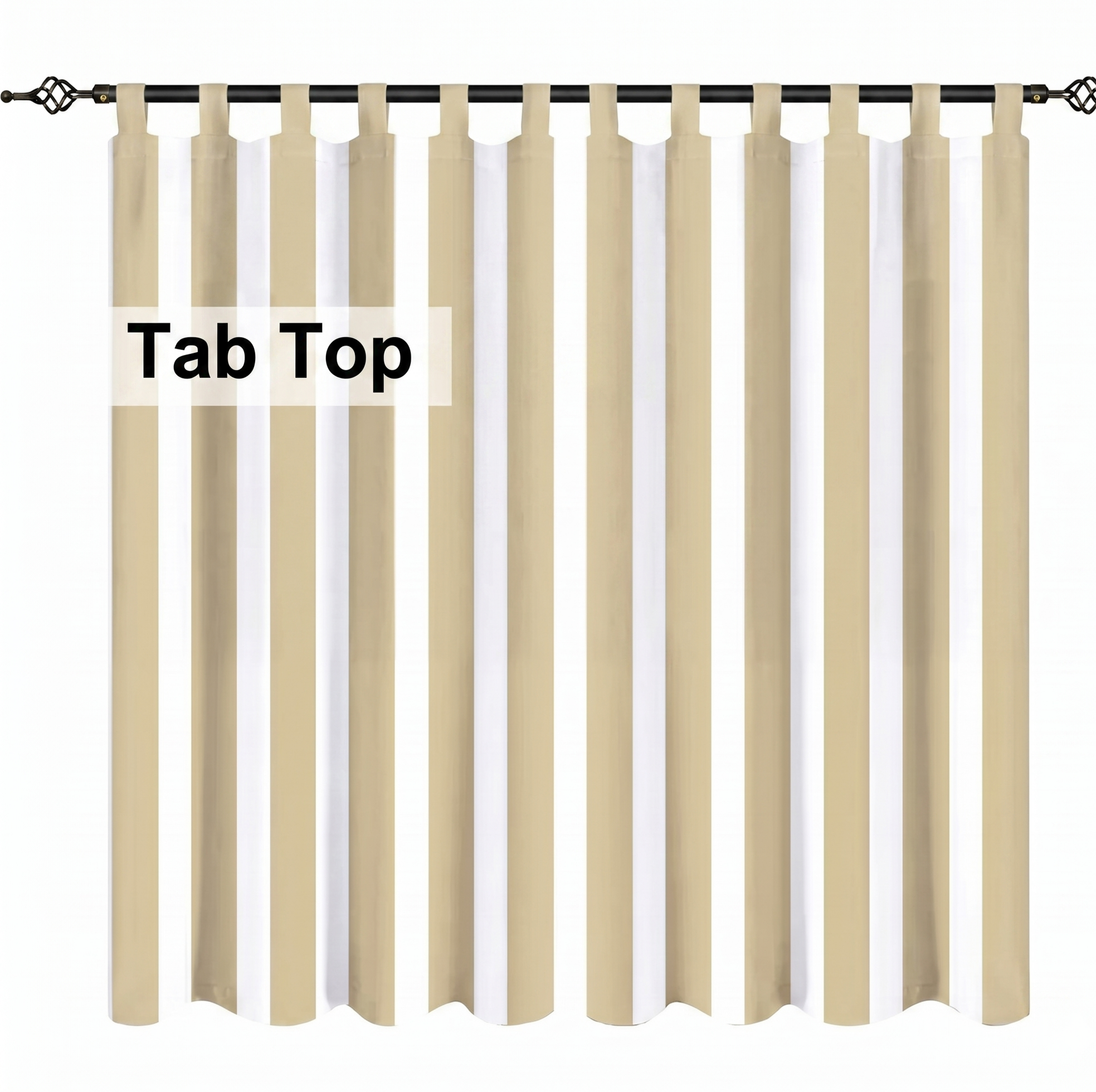 Beige Stripe Curtains/Drapes 1 Panel | Waterproof Curtains Grommet Top & Bottom  | Custom Outdoor Curtains