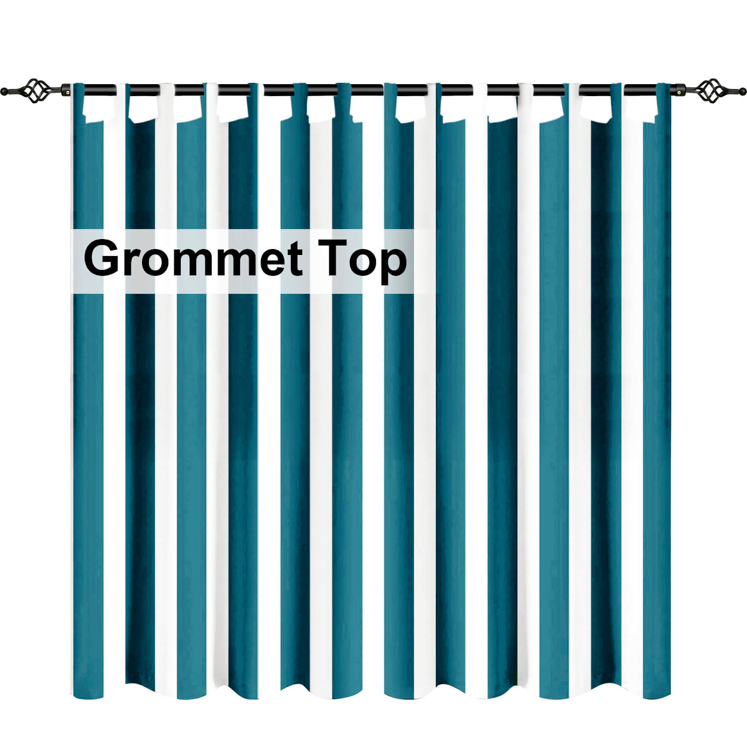 Light Grey Stripe Curtains/Drapes 1 Panel | Waterproof Curtains Grommet Top & Bottom | Custom Outdoor Curtains