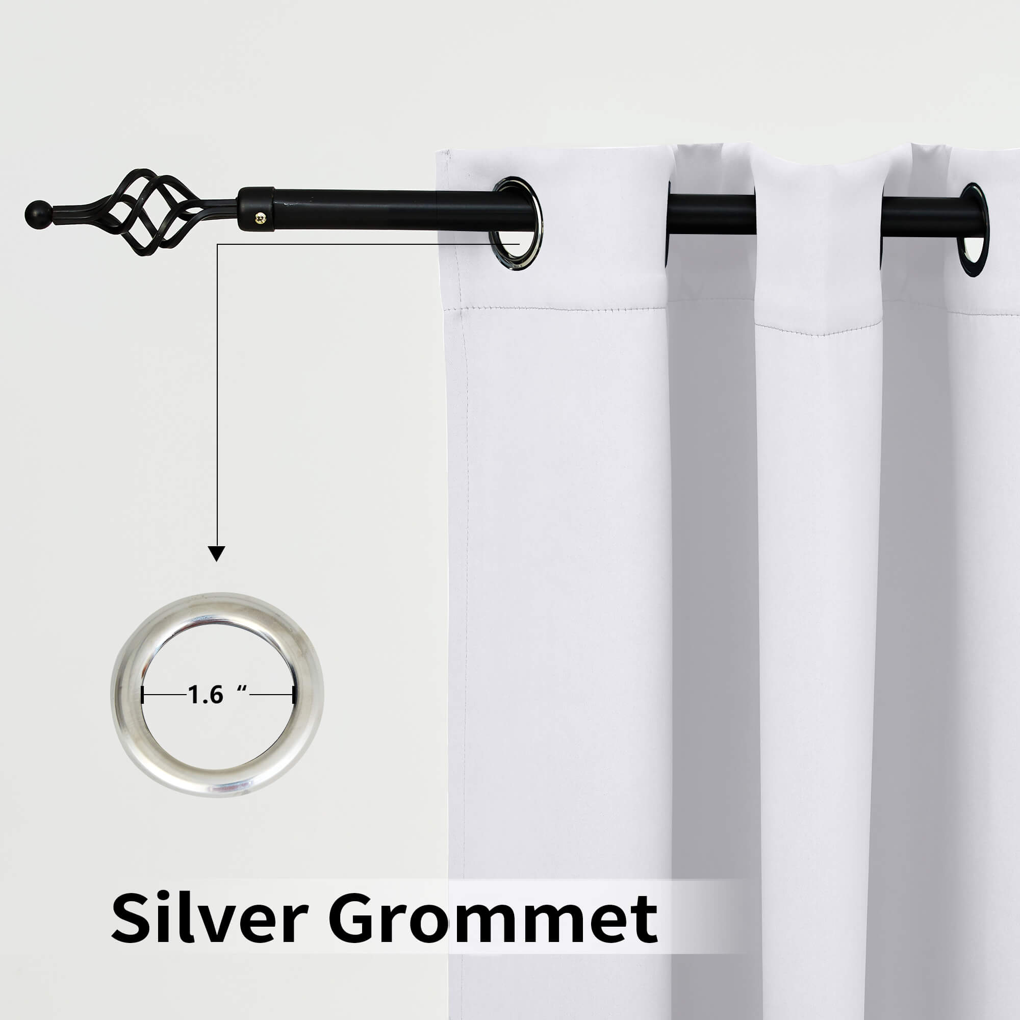 SNOWCITY Blackout Curtains White - Grommet Top