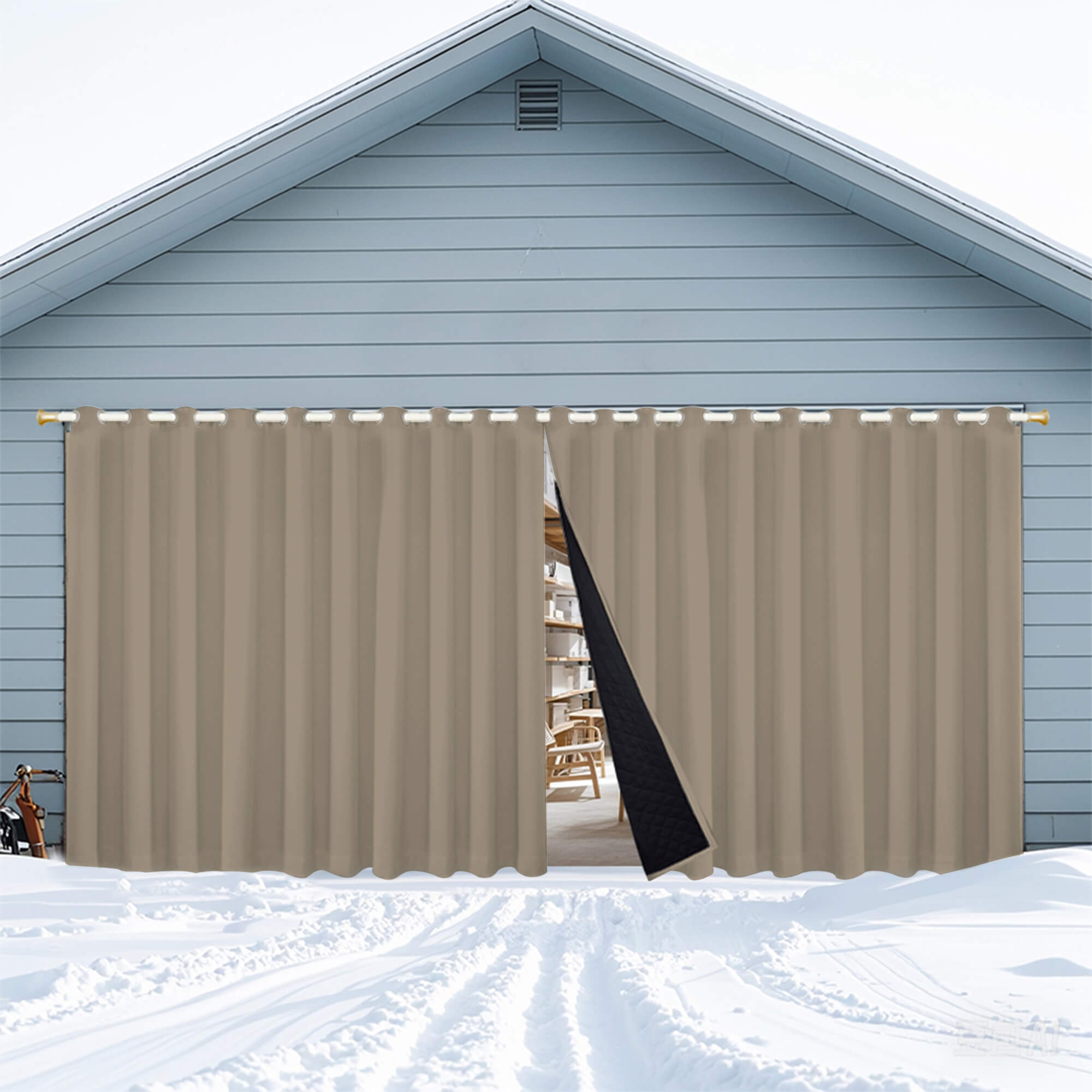 Insulated Outdoor Curtains for Winter - Creamy Beige