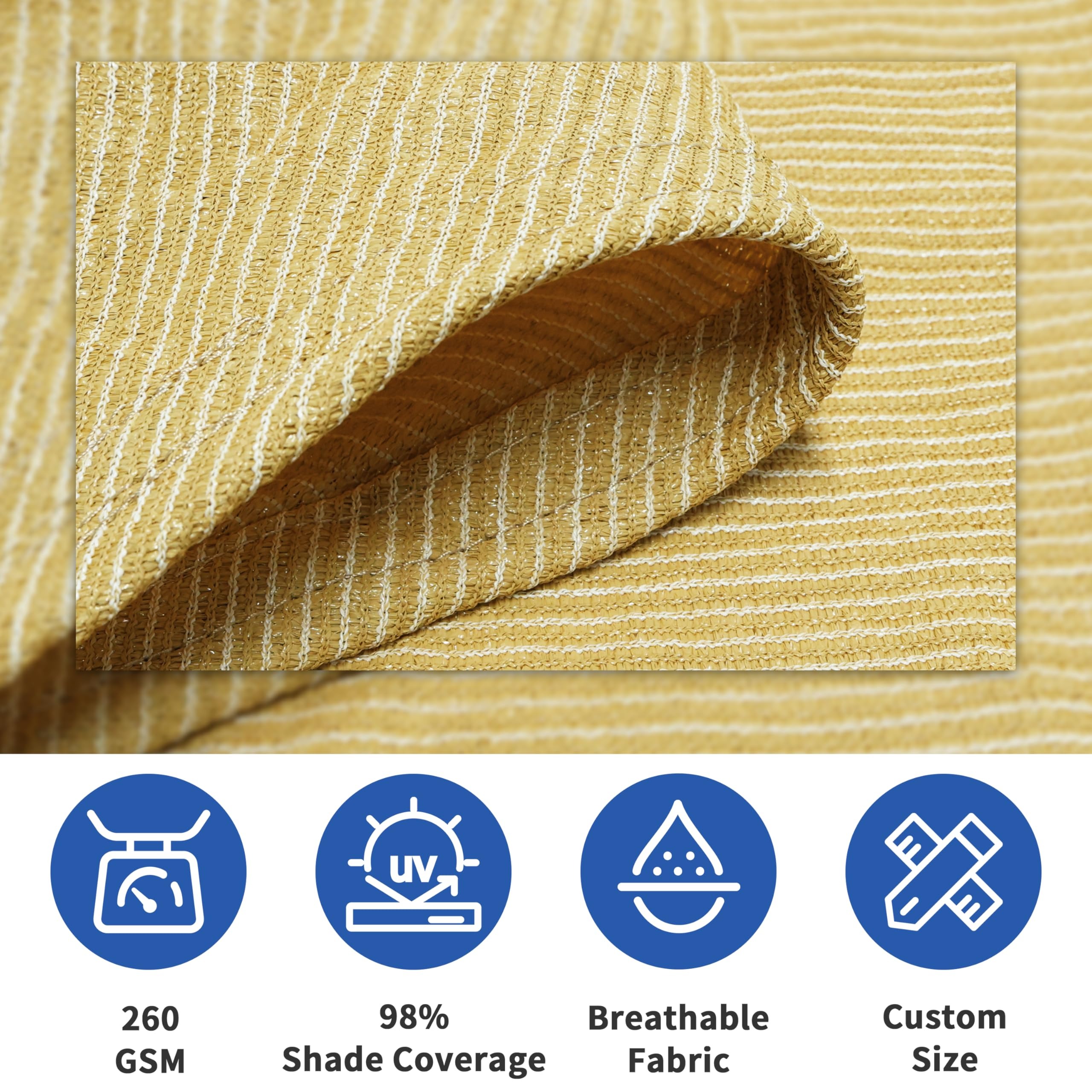 SNOWCITY Custom Rectangle HDPE Sun Shade Sail for Patio/Pool