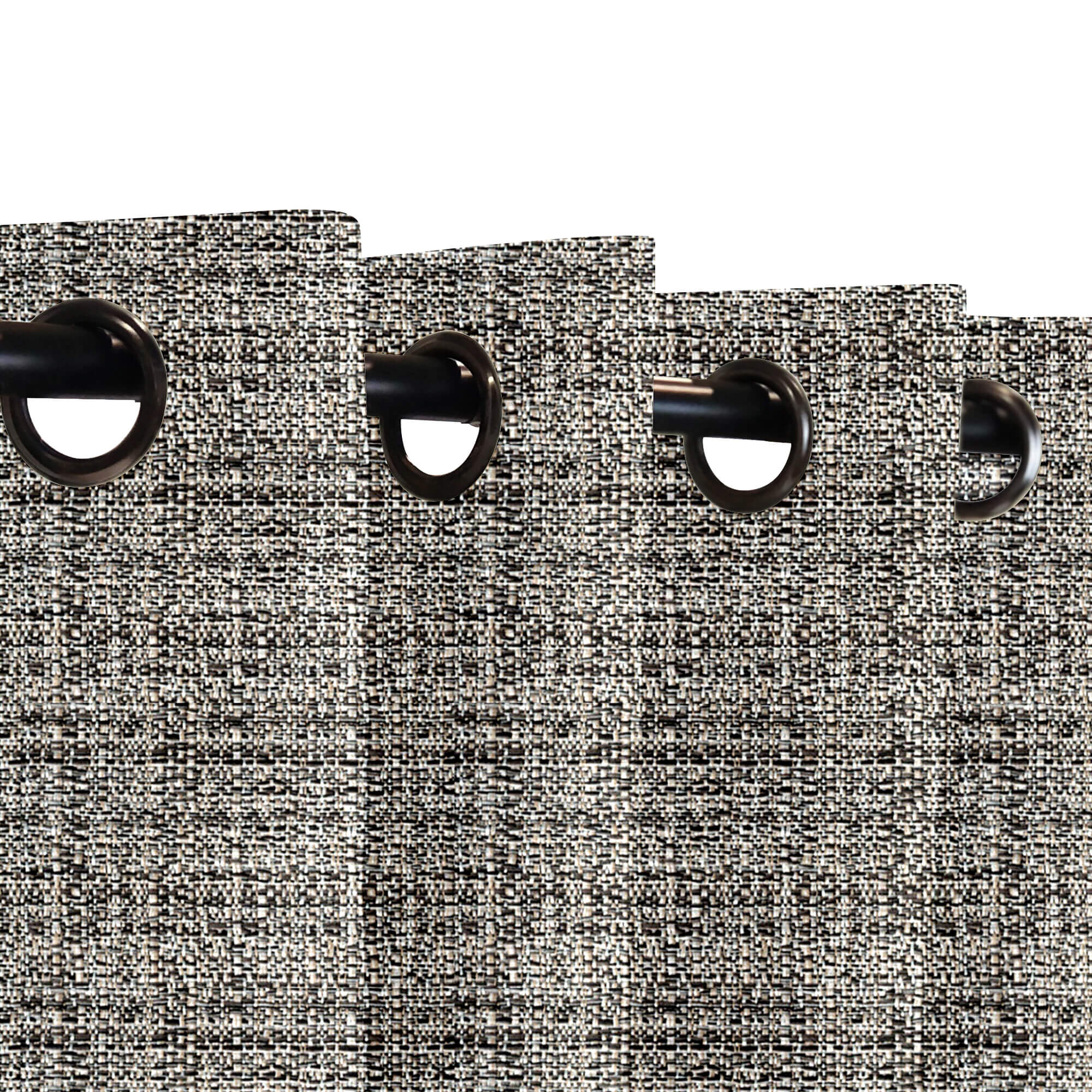 SNOWCITY Custom Sized Outdoor Curtains - Graphite Houndstooth