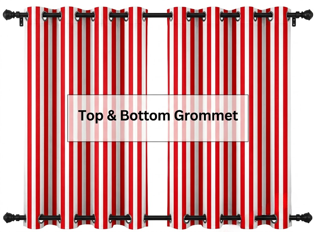 SNOWCITY Bright Red Striped Outdoor Curtains Waterproof 1 Panel