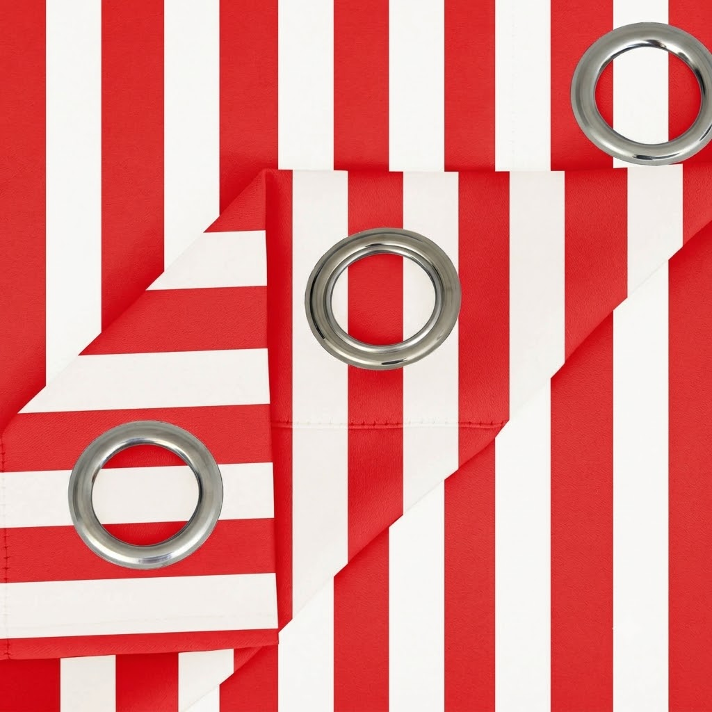 SNOWCITY Bright Red Striped Outdoor Curtains Waterproof 1 Panel