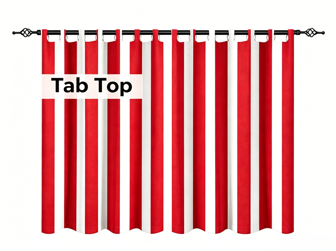 SNOWCITY Bright Red Striped Outdoor Curtains Waterproof 1 Panel