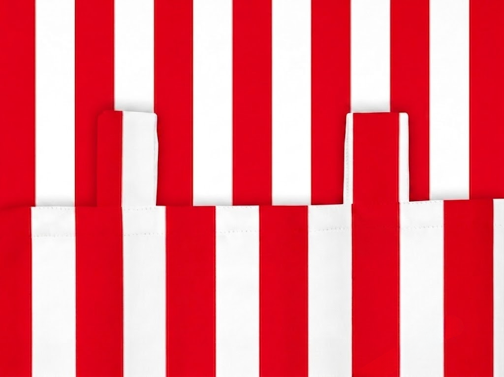 SNOWCITY Bright Red Striped Outdoor Curtains Waterproof 1 Panel