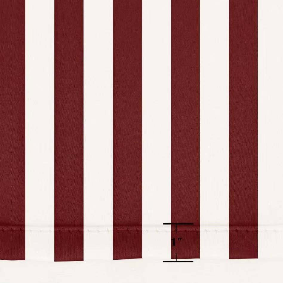 SNOWCITY Burgundy Striped Outdoor Curtains Waterproof 1 Panel