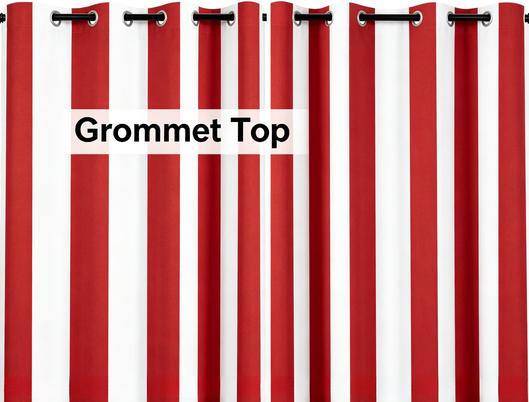 SNOWCITY Classic Red Striped Outdoor Curtains Waterproof 1 Panel