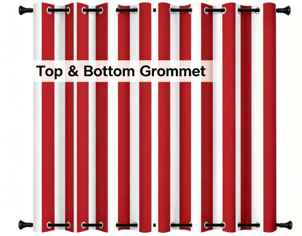 SNOWCITY Classic Red Striped Outdoor Curtains Waterproof 1 Panel