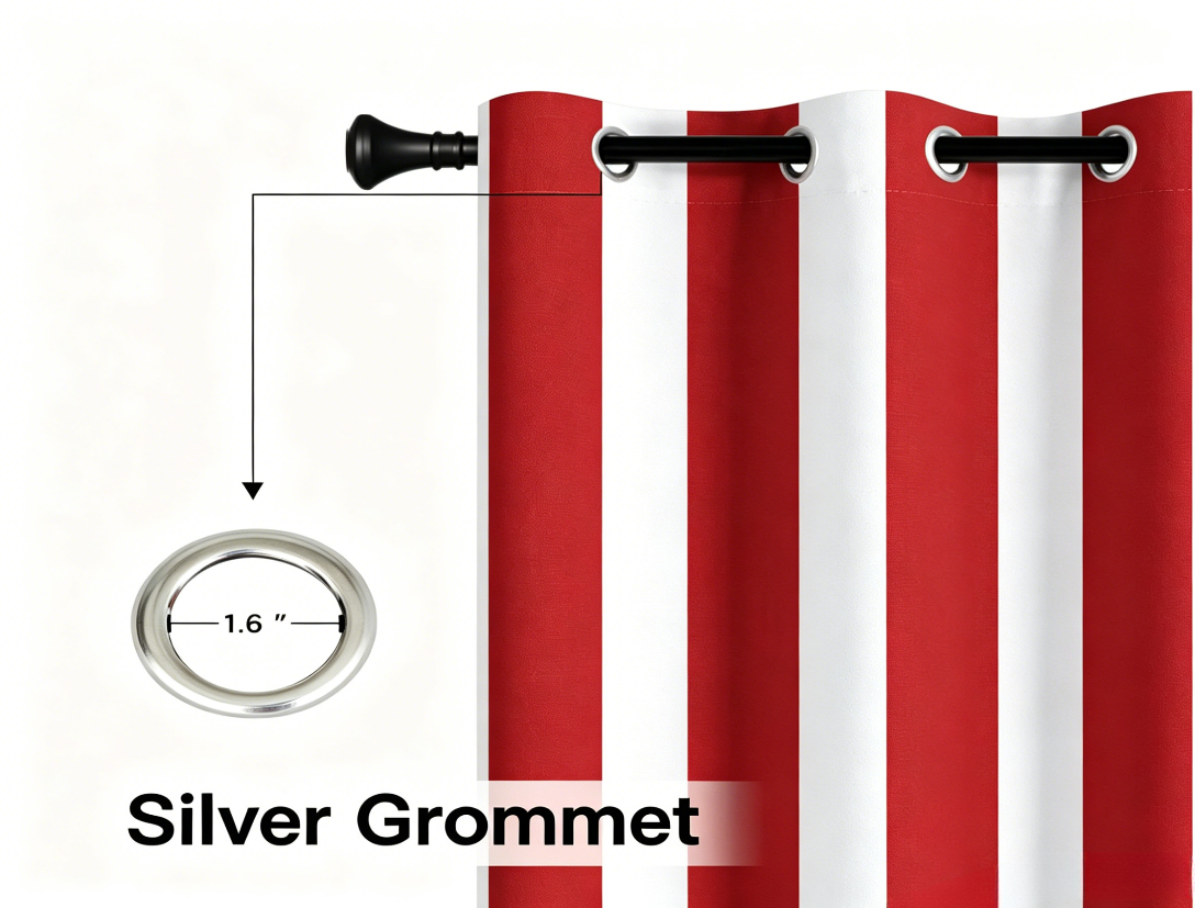 SNOWCITY Classic Red Striped Outdoor Curtains Waterproof 1 Panel