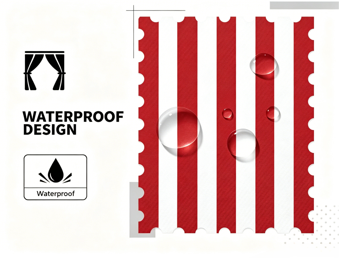 SNOWCITY Classic Red Striped Outdoor Curtains Waterproof 1 Panel