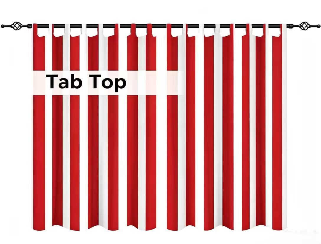 SNOWCITY Classic Red Striped Outdoor Curtains Waterproof 1 Panel