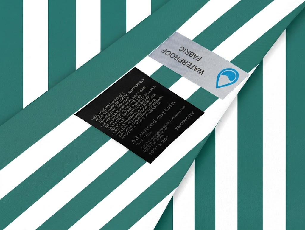 SNOWCITY Teal Striped Outdoor Curtains Waterproof 1 Panel