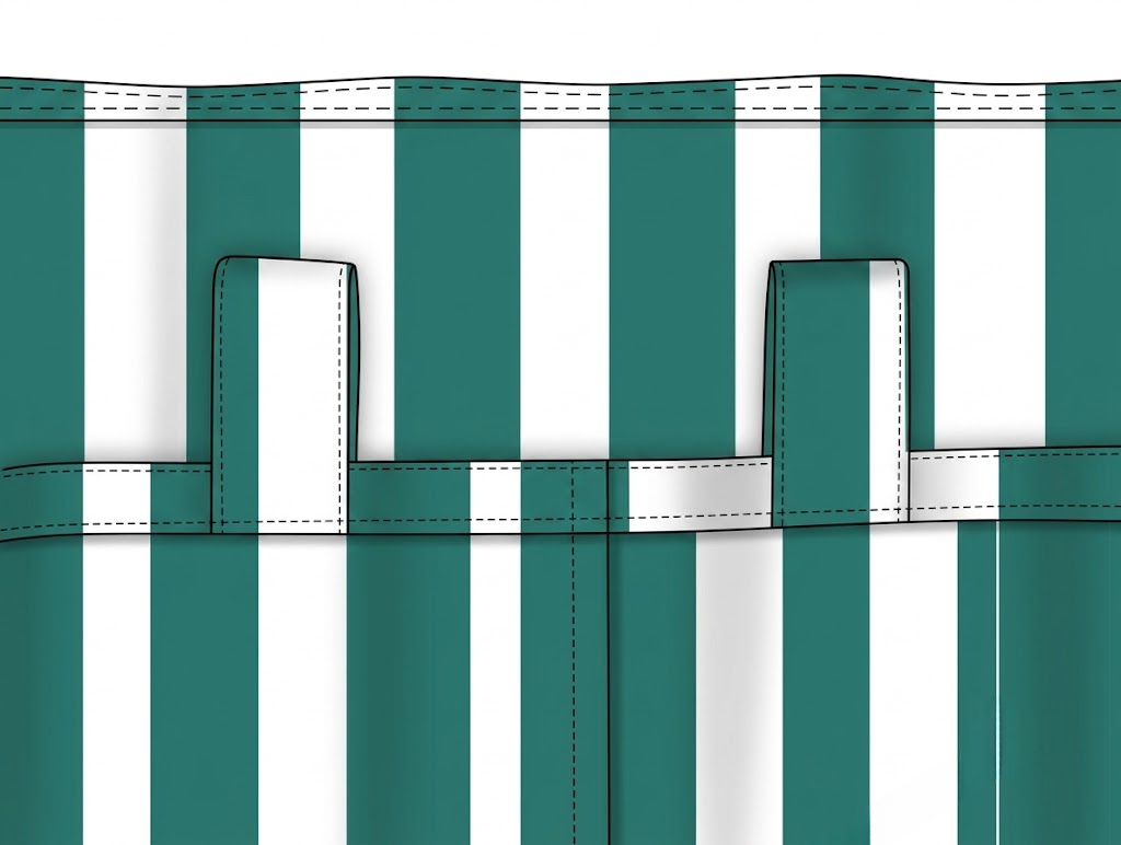 SNOWCITY Teal Striped Outdoor Curtains Waterproof 1 Panel