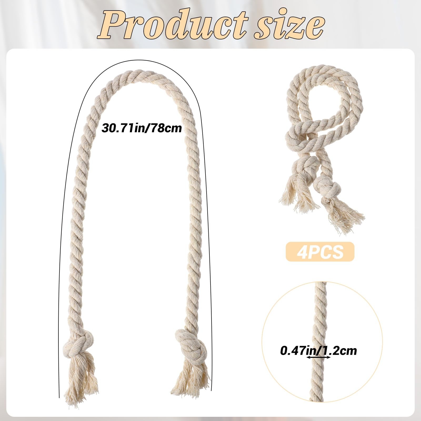 SNOWCITY Cotton Curtain Tiebacks Rope, 1 Pcs