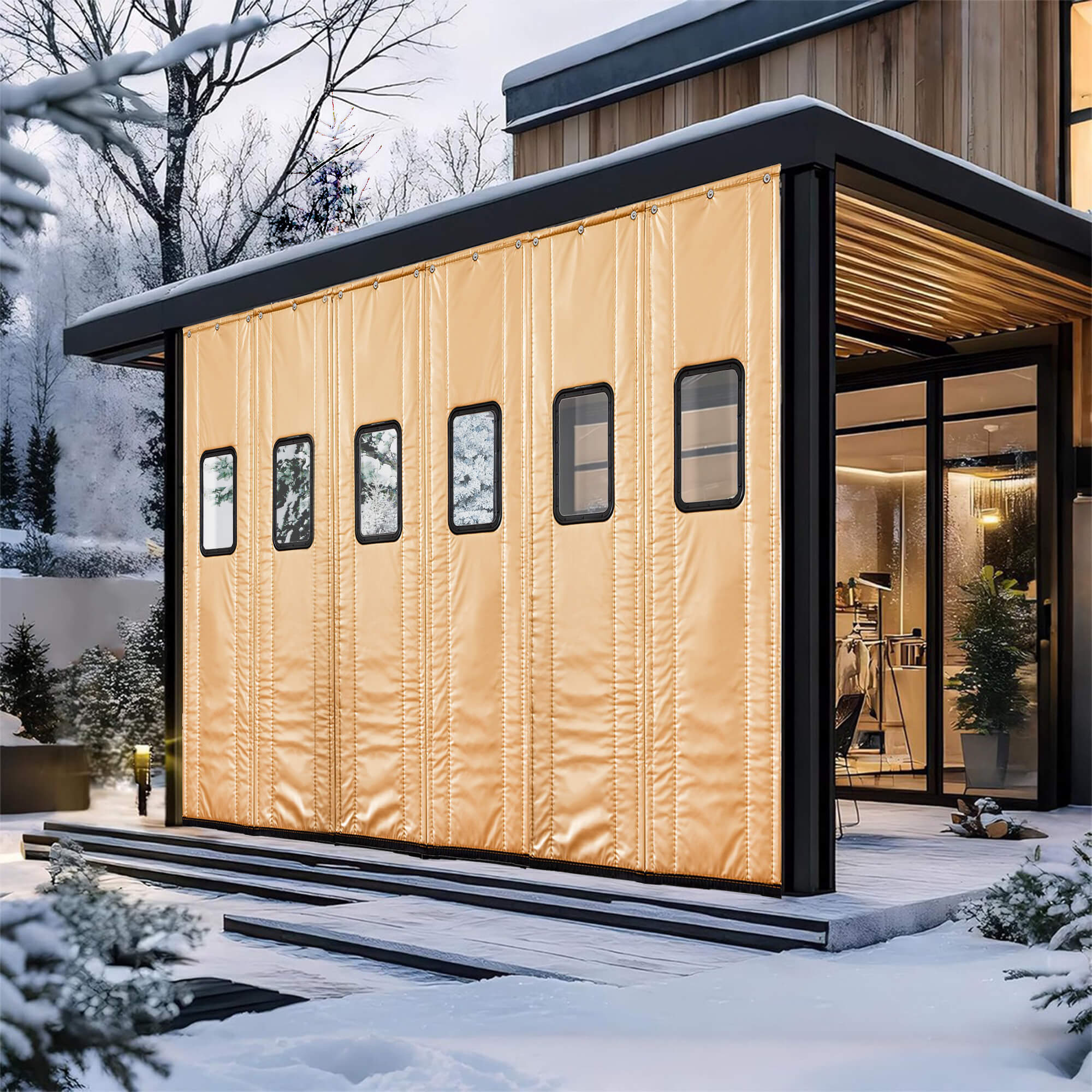 SNOWCITY Outdoor Thermal Insulated Door Curtain - PU Leather