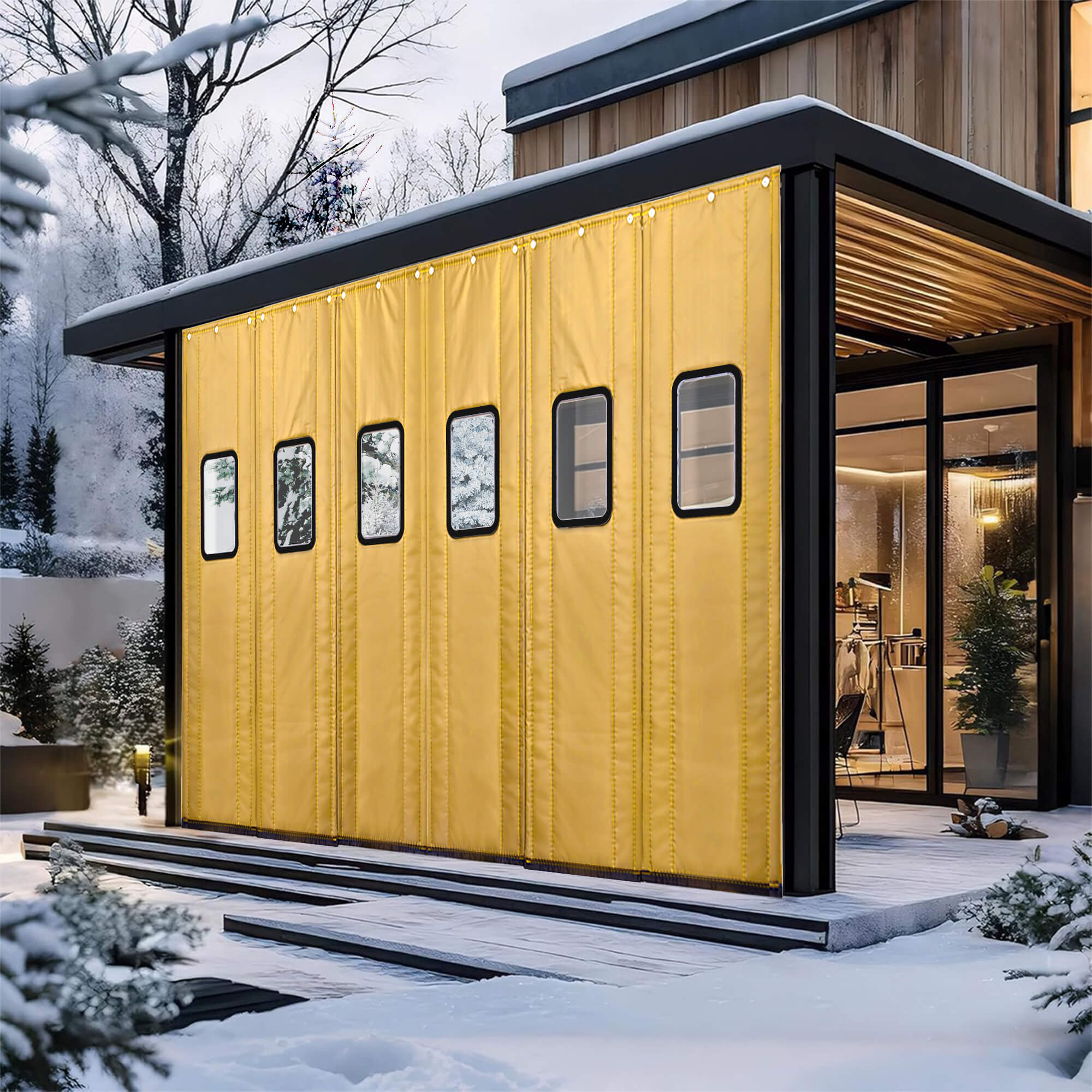 SNOWCITY Outdoor Magnetic Thermal Insulated Door Curtain - Oxford Fabric