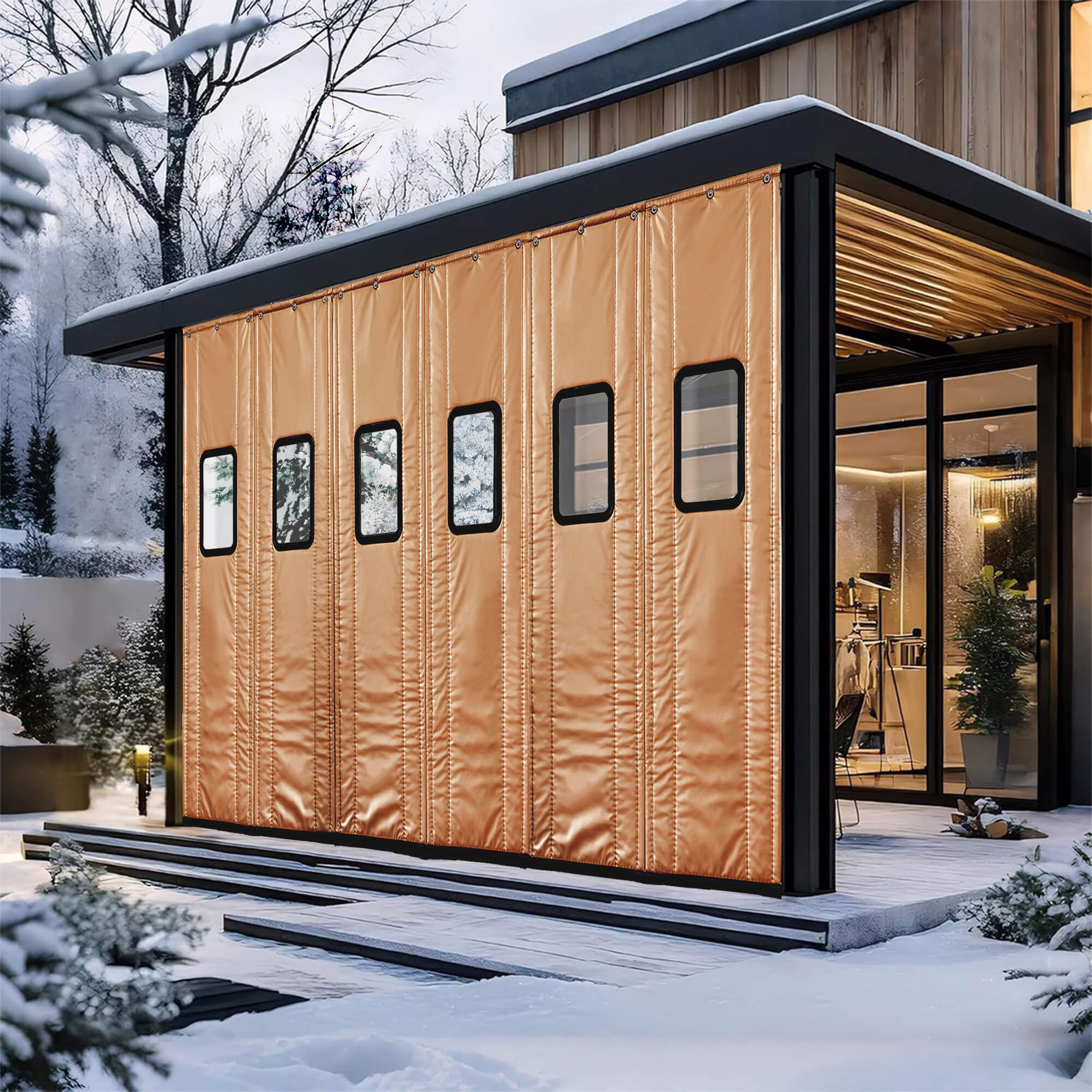 SNOWCITY Outdoor Thermal Insulated Door Curtain - PU Leather