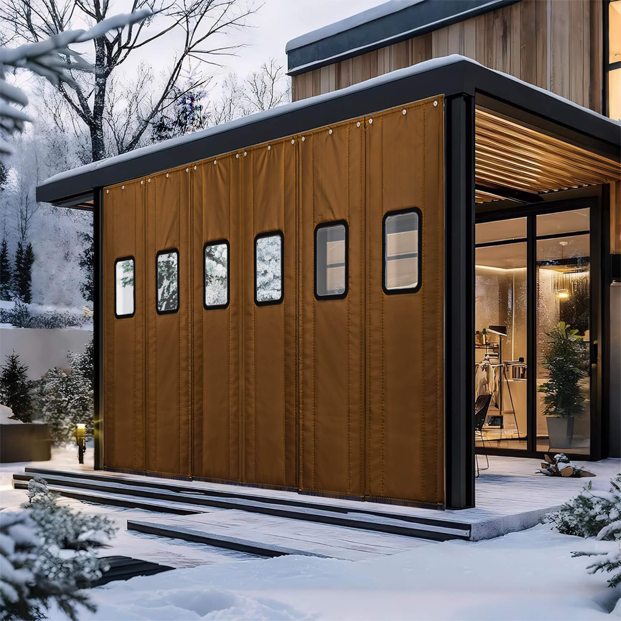 SNOWCITY Outdoor Magnetic Thermal Insulated Door Curtain - Oxford Fabric