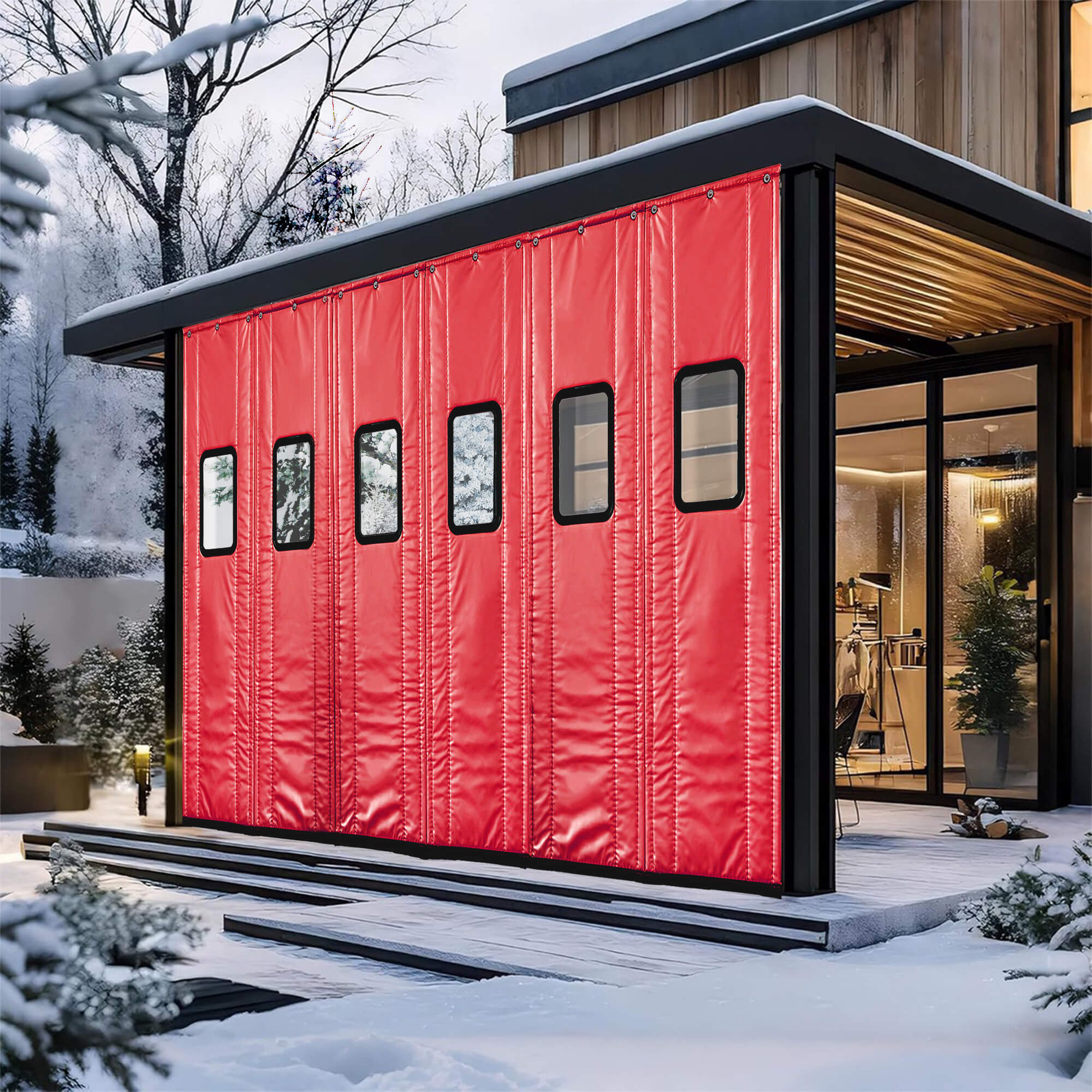 SNOWCITY Outdoor Thermal Insulated Door Curtain - PU Leather