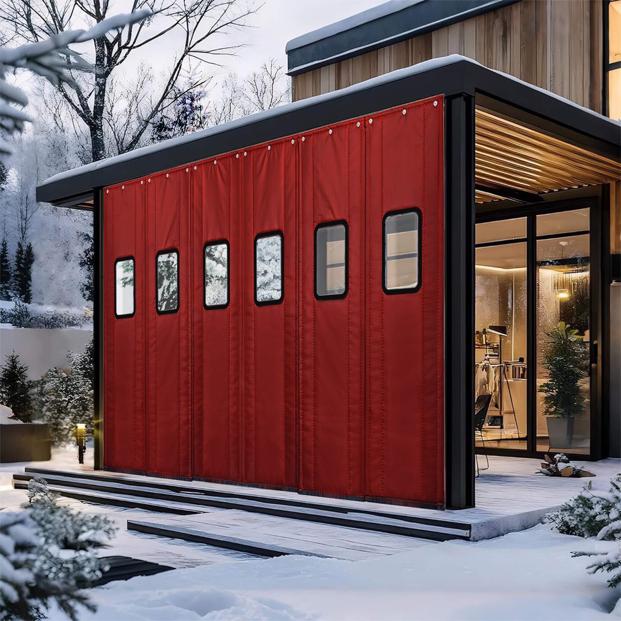 SNOWCITY Outdoor Magnetic Thermal Insulated Door Curtain - Oxford Fabric