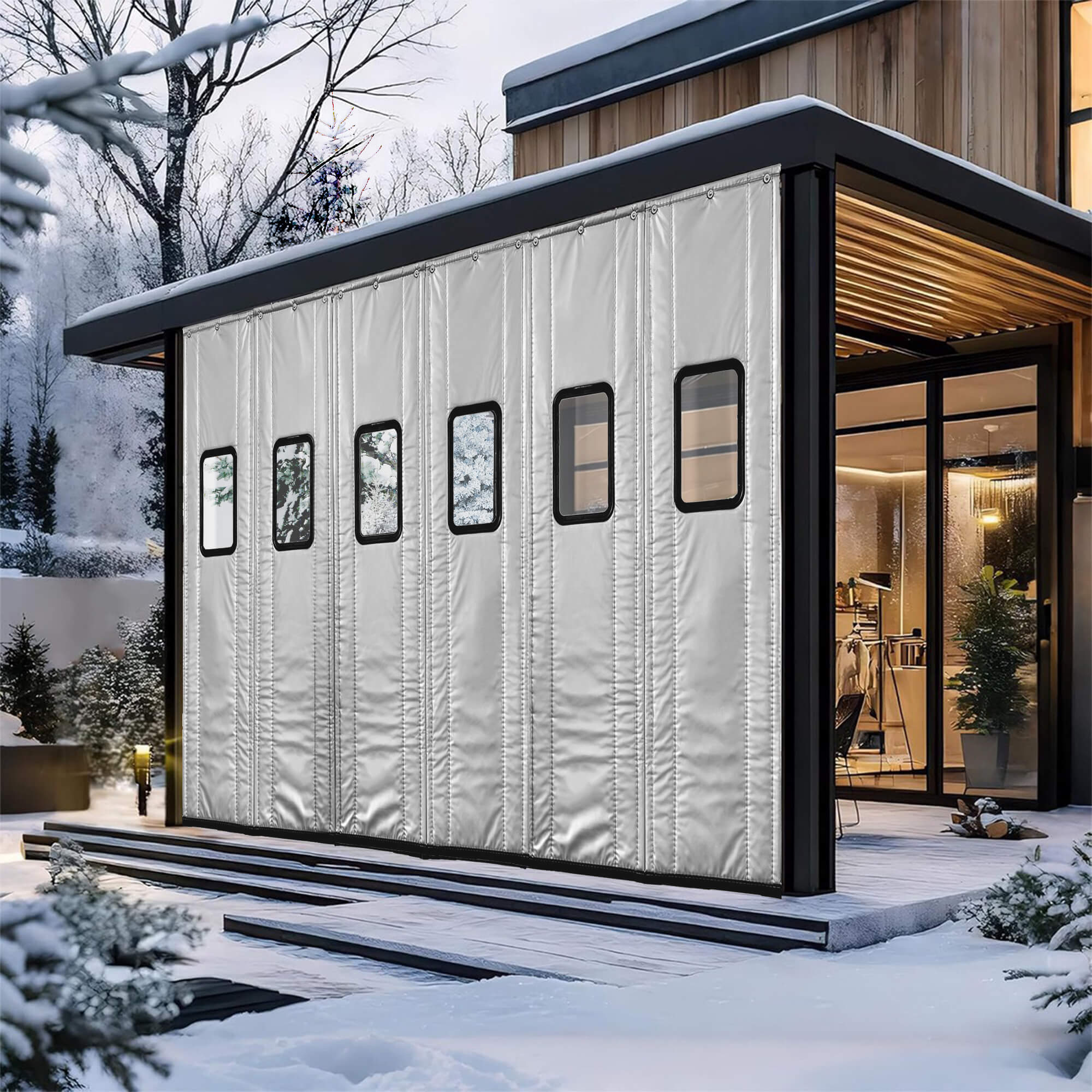 SNOWCITY Outdoor Thermal Insulated Door Curtain - PU Leather