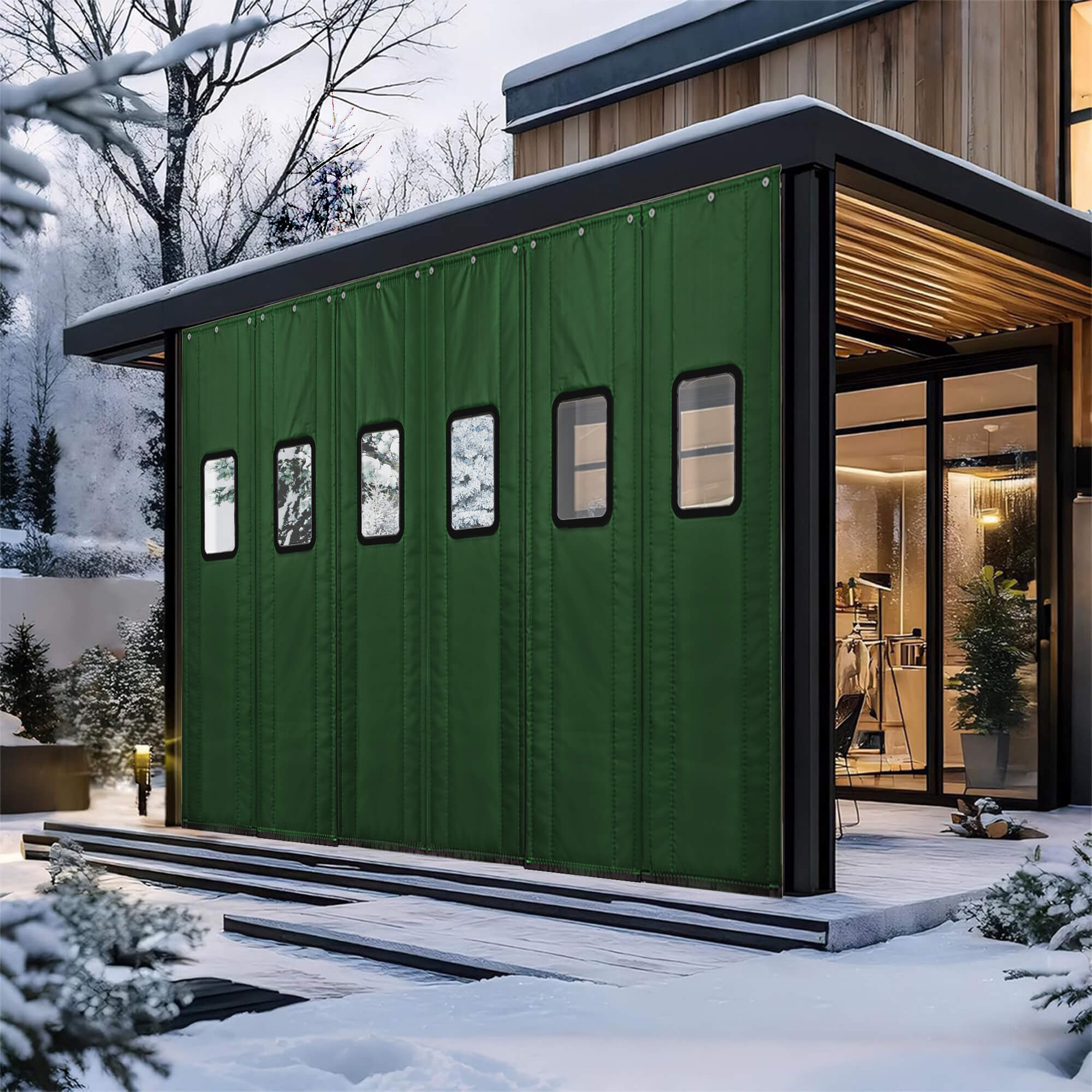 SNOWCITY Outdoor Magnetic Thermal Insulated Door Curtain - Oxford Fabric