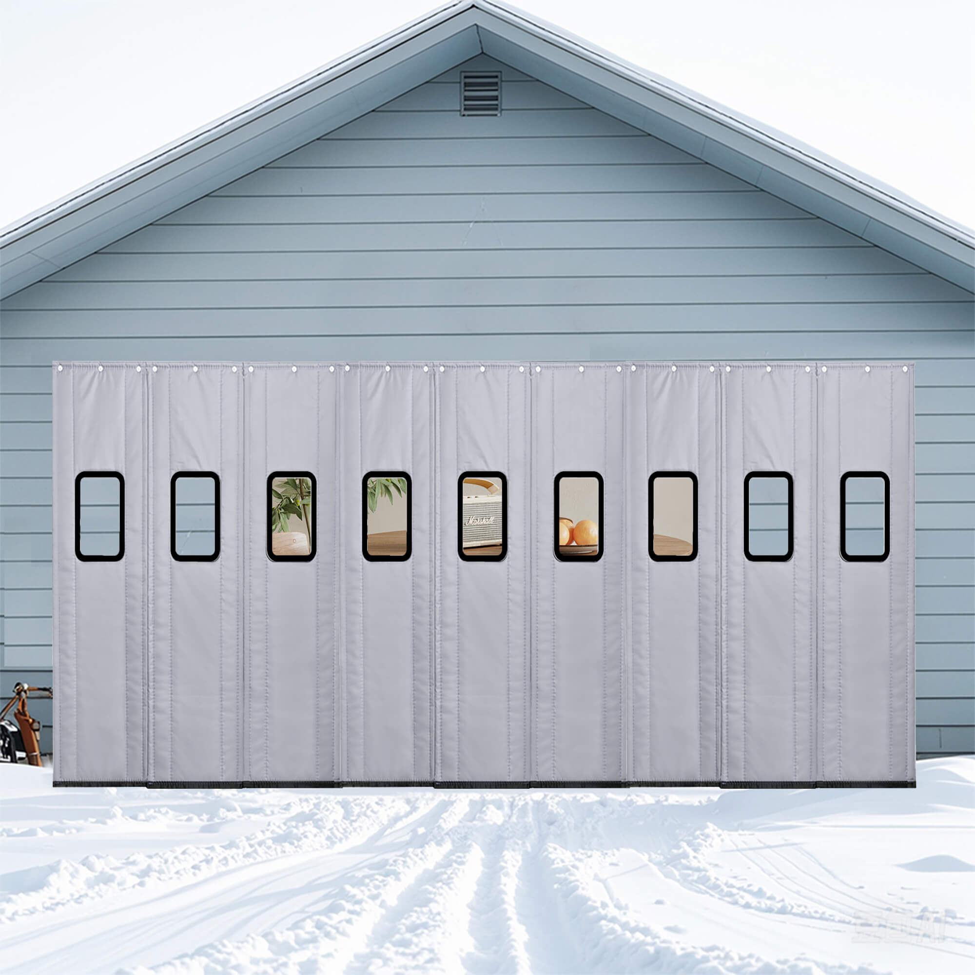 SNOWCITY Outdoor Magnetic Thermal Insulated Door Curtain - Oxford Fabric