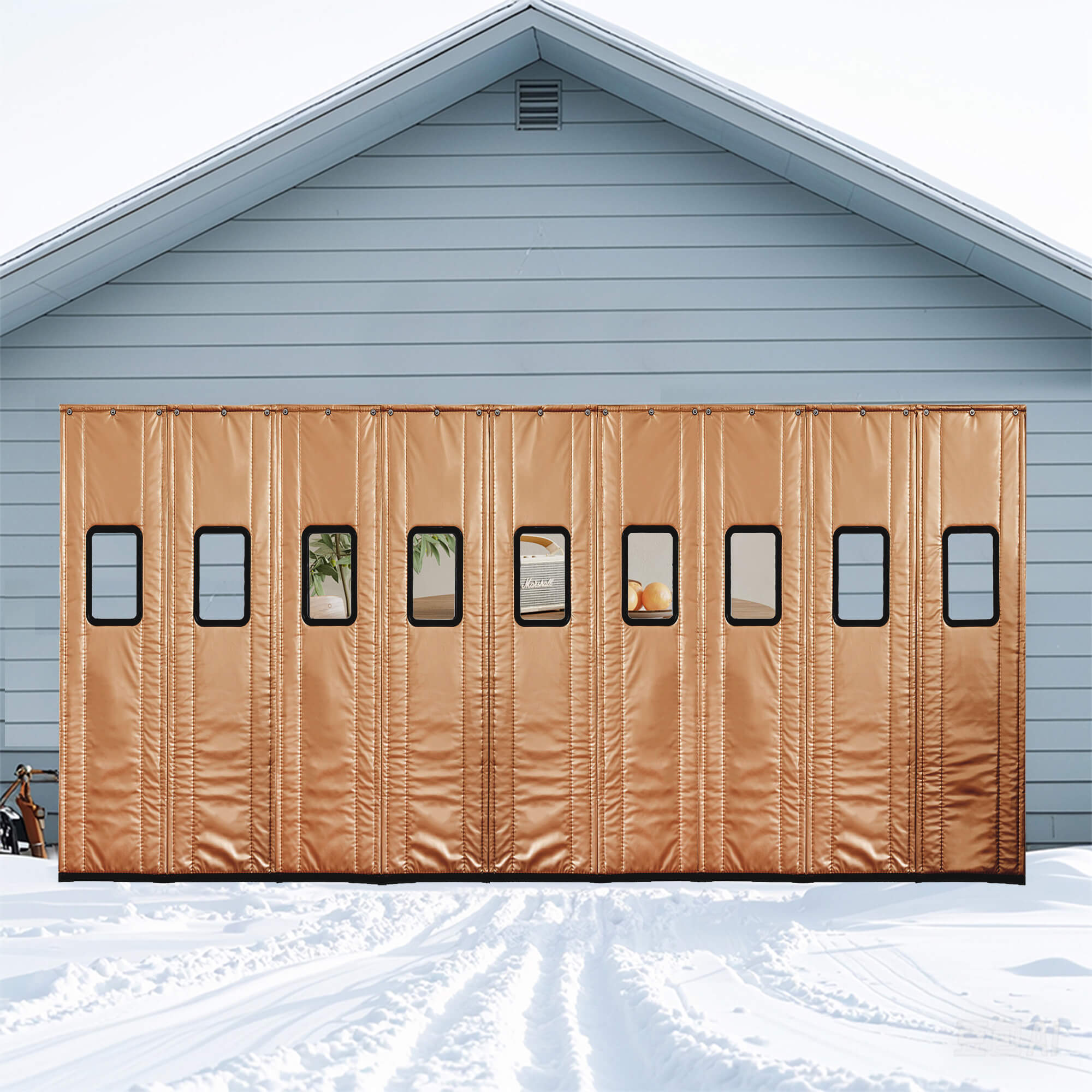 SNOWCITY Outdoor Thermal Insulated Door Curtain - PU Leather