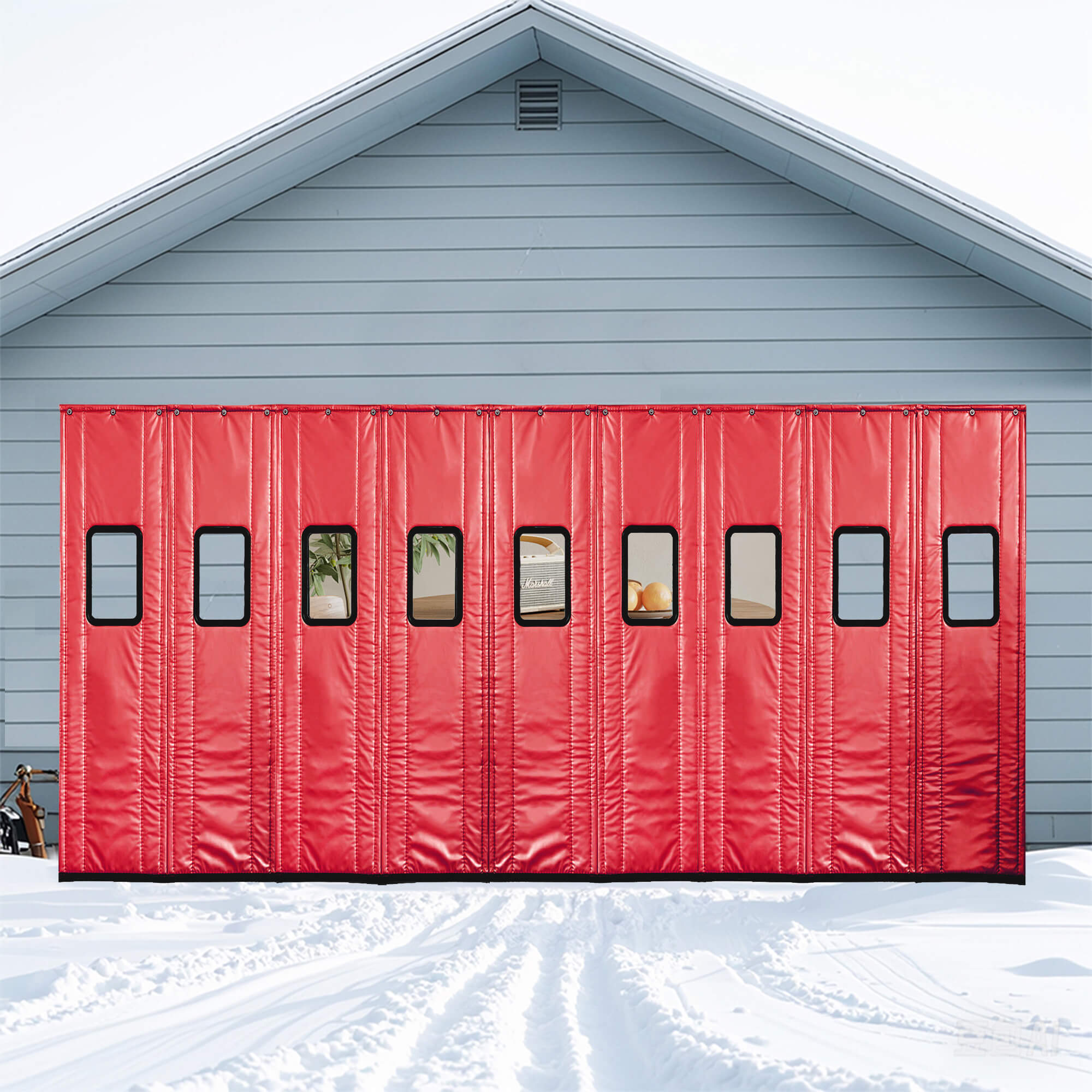 SNOWCITY Outdoor Thermal Insulated Door Curtain - PU Leather