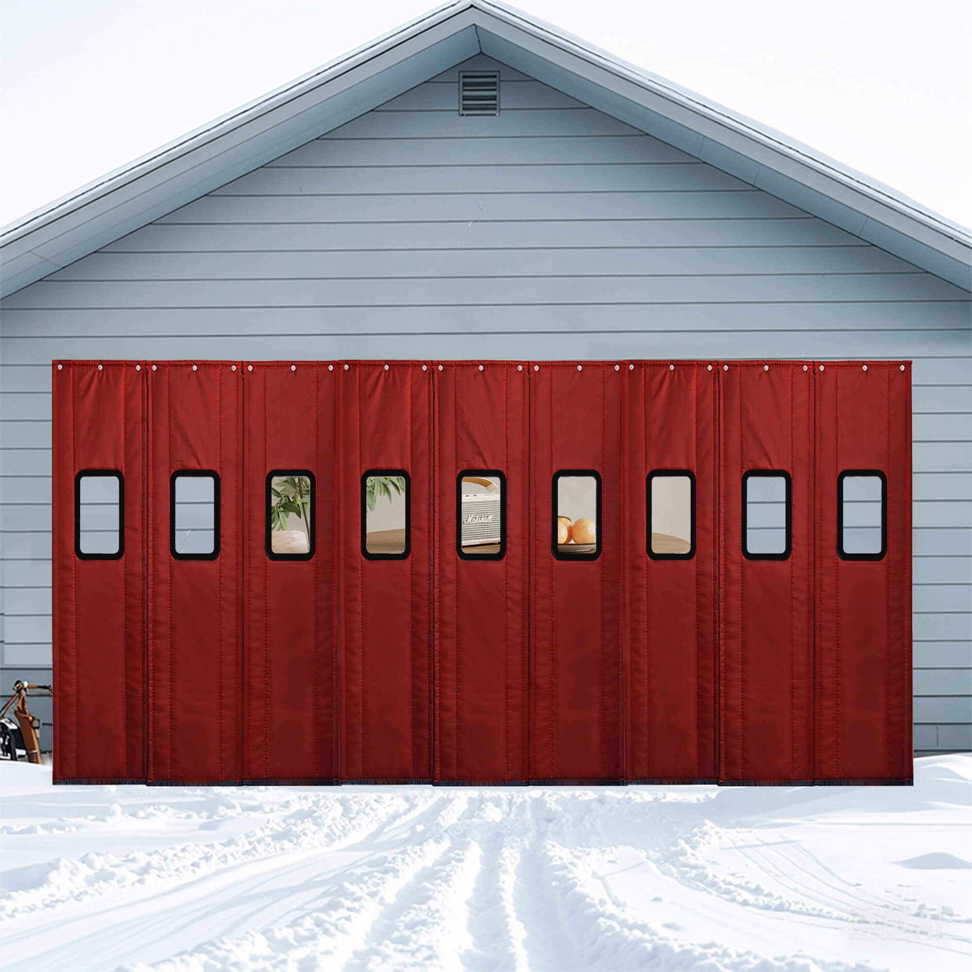 SNOWCITY Outdoor Magnetic Thermal Insulated Door Curtain - Oxford Fabric