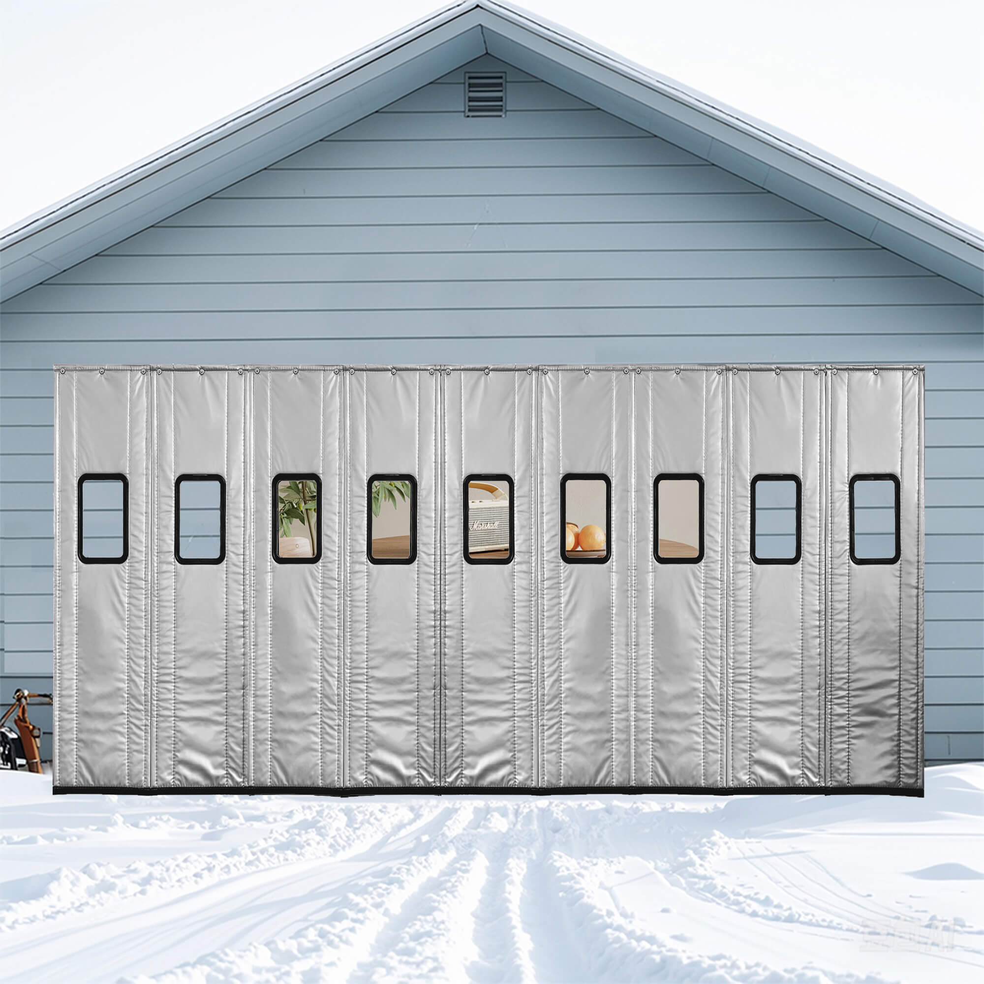 SNOWCITY Outdoor Thermal Insulated Door Curtain - PU Leather
