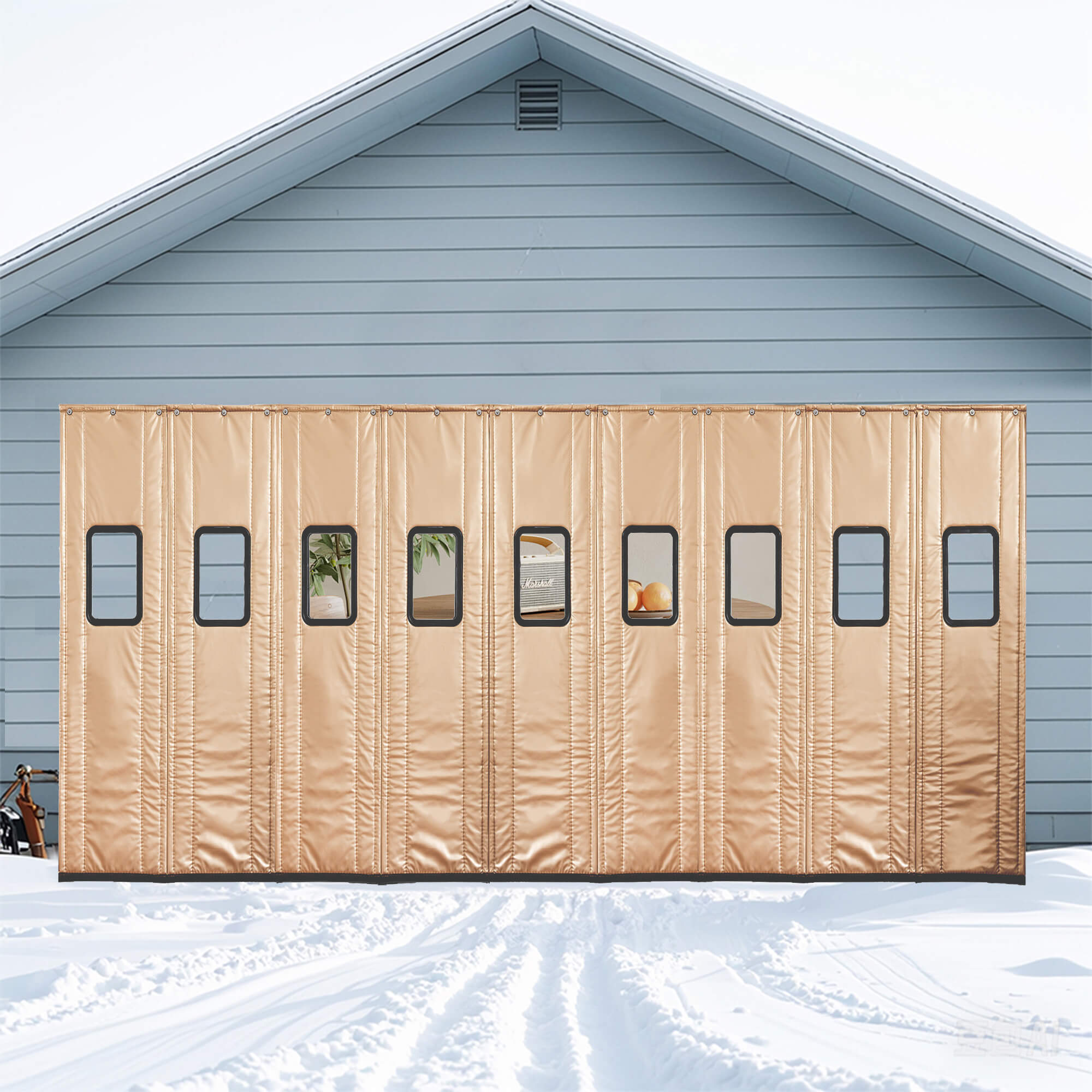 SNOWCITY Outdoor Thermal Insulated Door Curtain - PU Leather