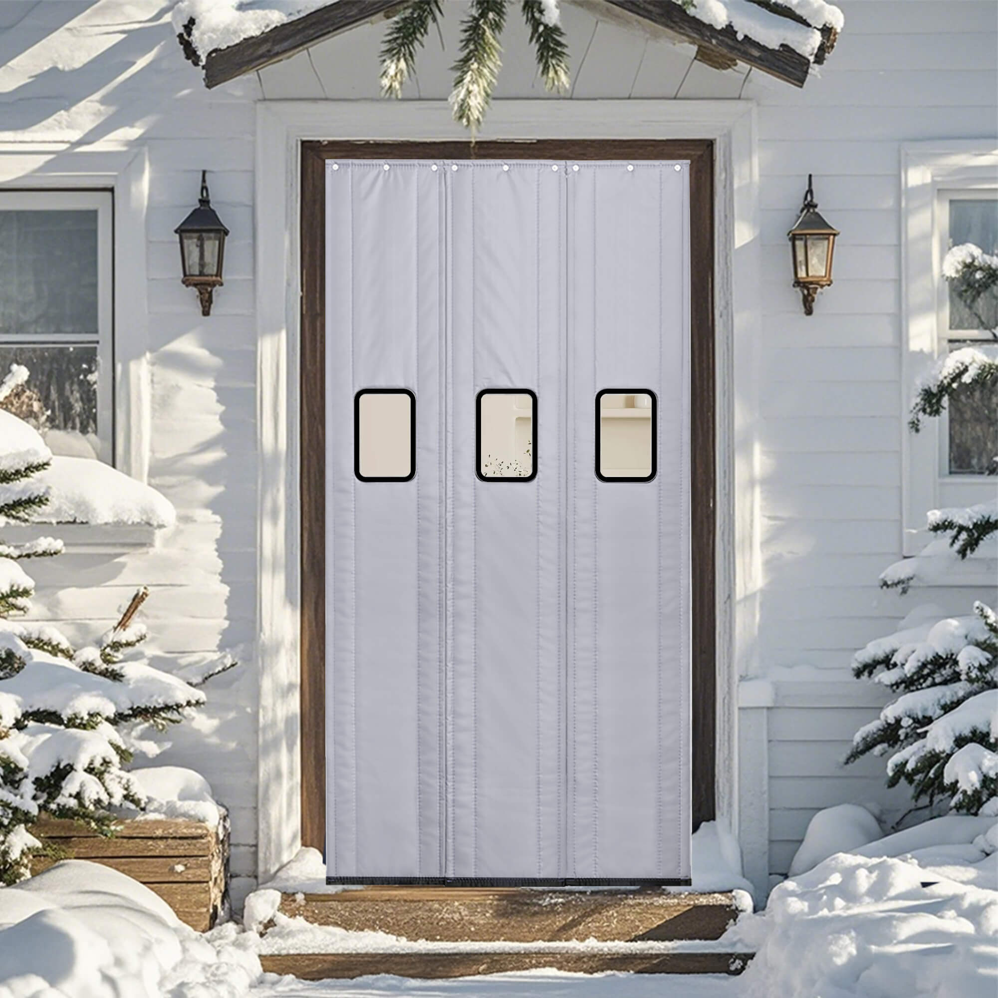 SNOWCITY Outdoor Magnetic Thermal Insulated Door Curtain - Oxford Fabric