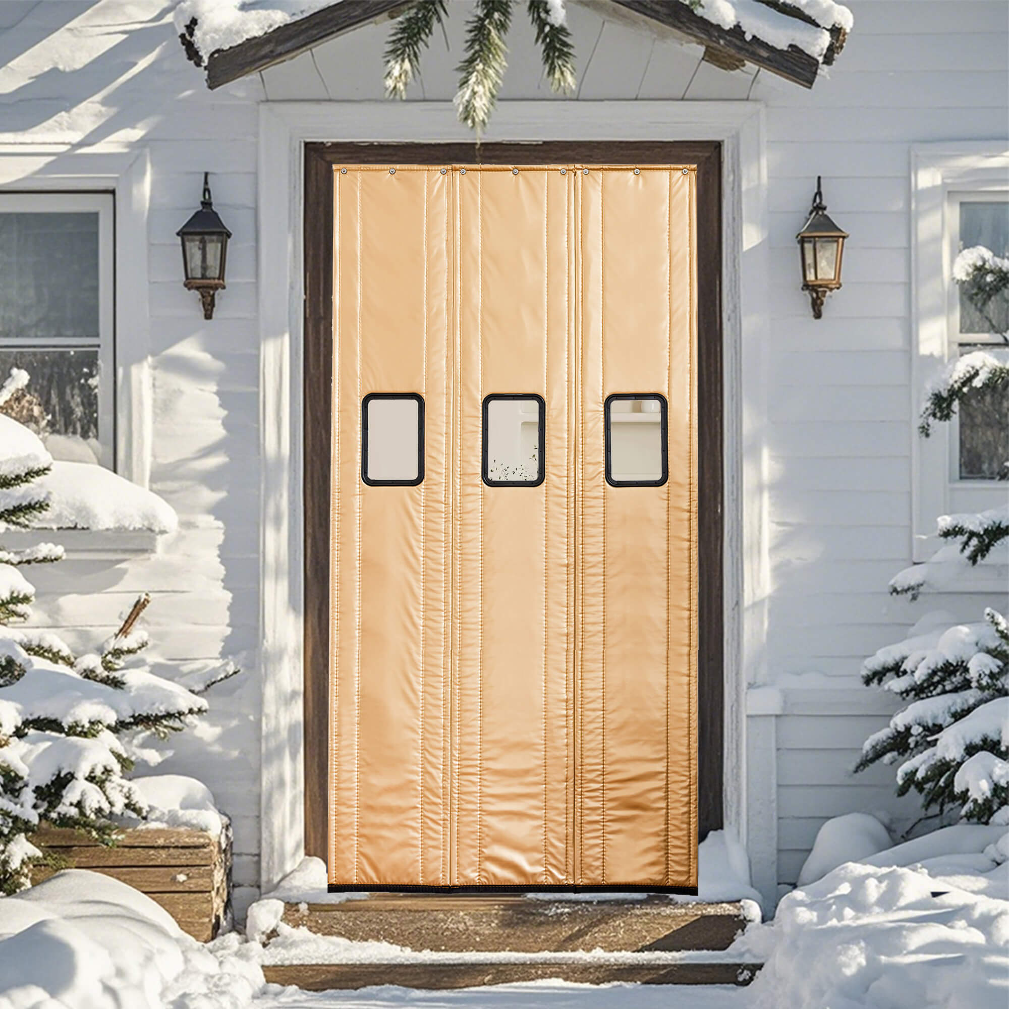 SNOWCITY Outdoor Thermal Insulated Door Curtain - PU Leather