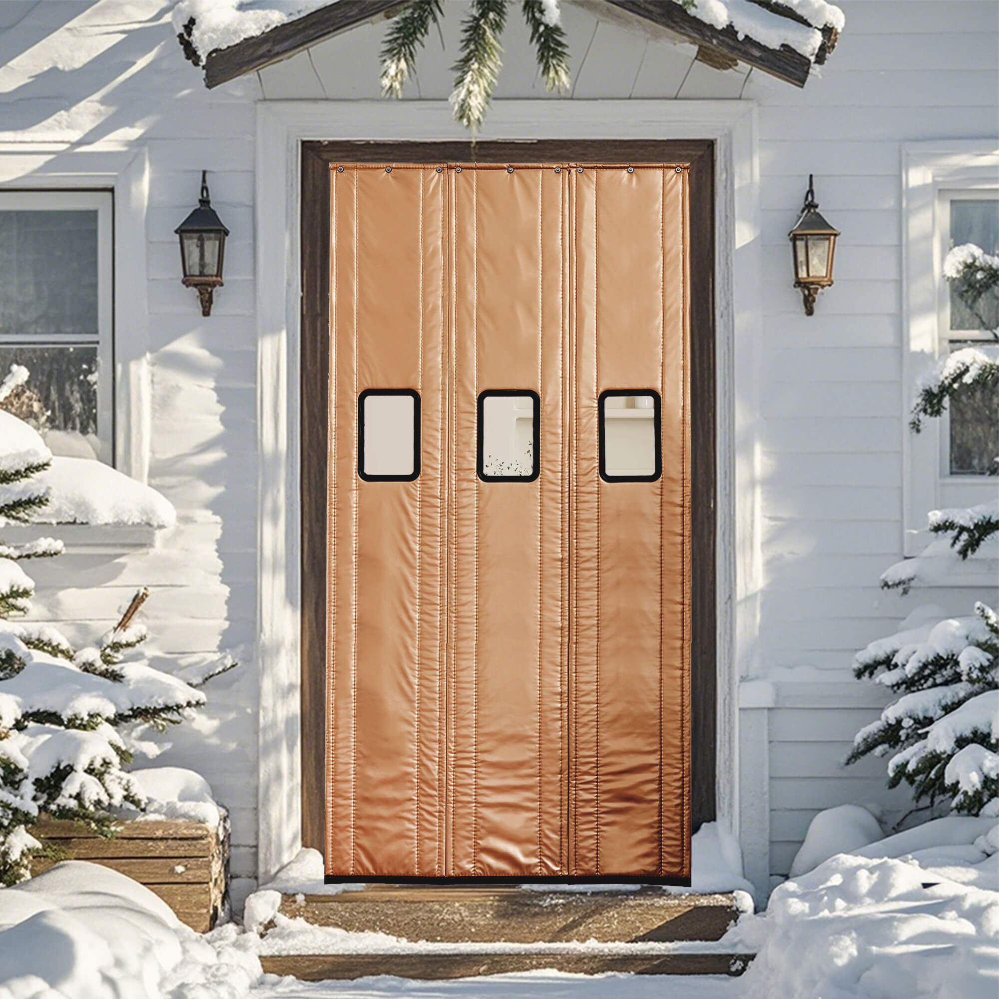 SNOWCITY Outdoor Thermal Insulated Door Curtain - PU Leather