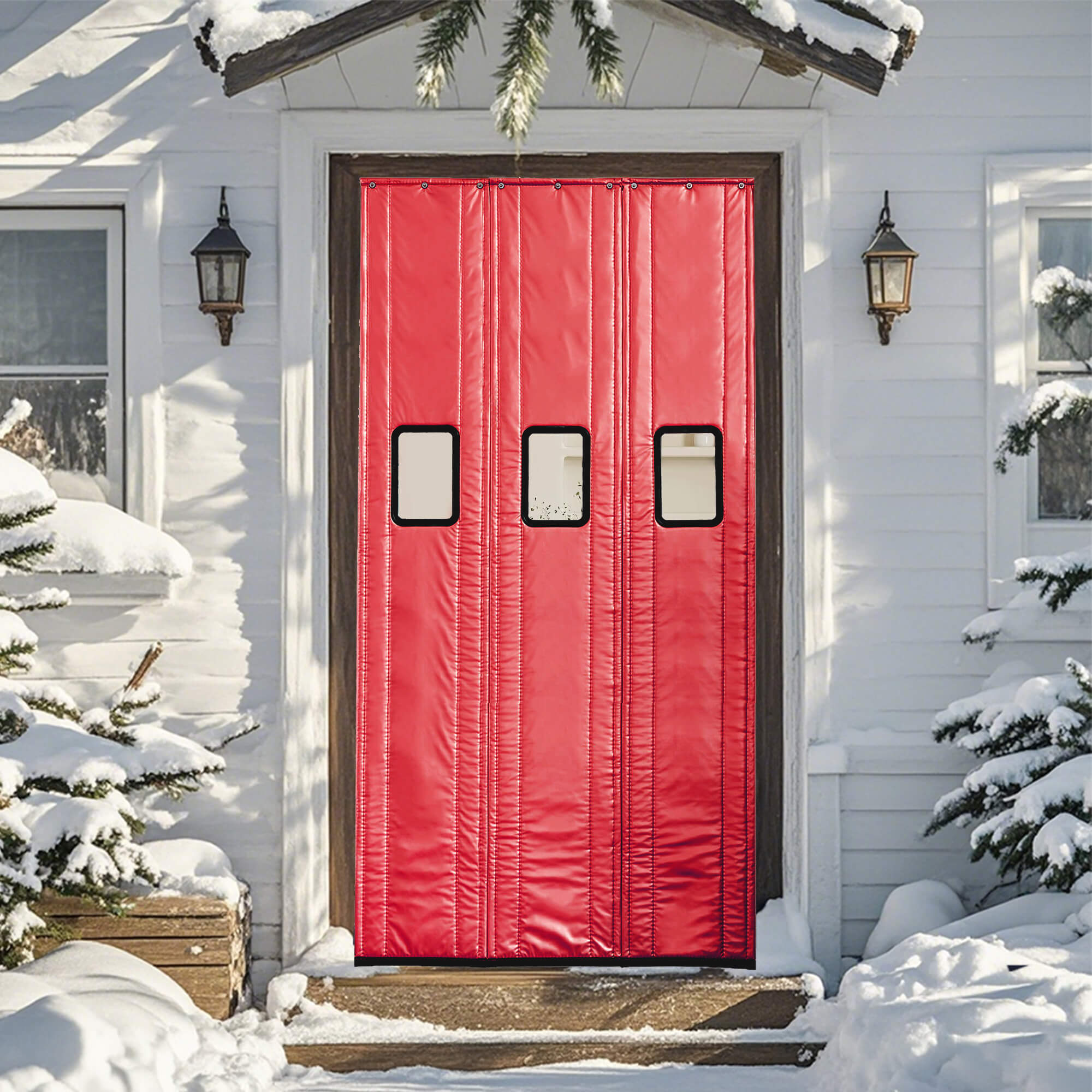 SNOWCITY Outdoor Thermal Insulated Door Curtain - PU Leather