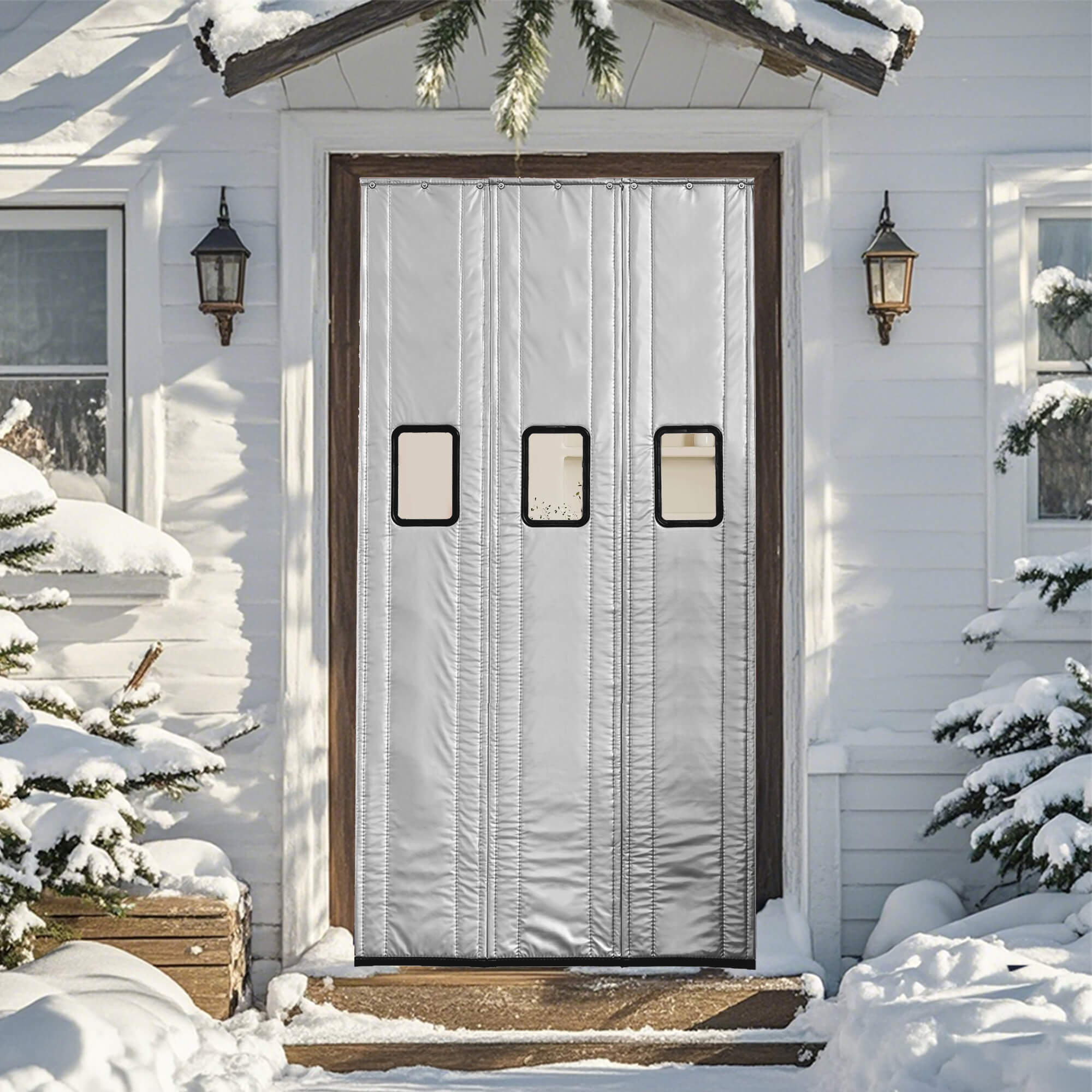 SNOWCITY Outdoor Thermal Insulated Door Curtain - PU Leather