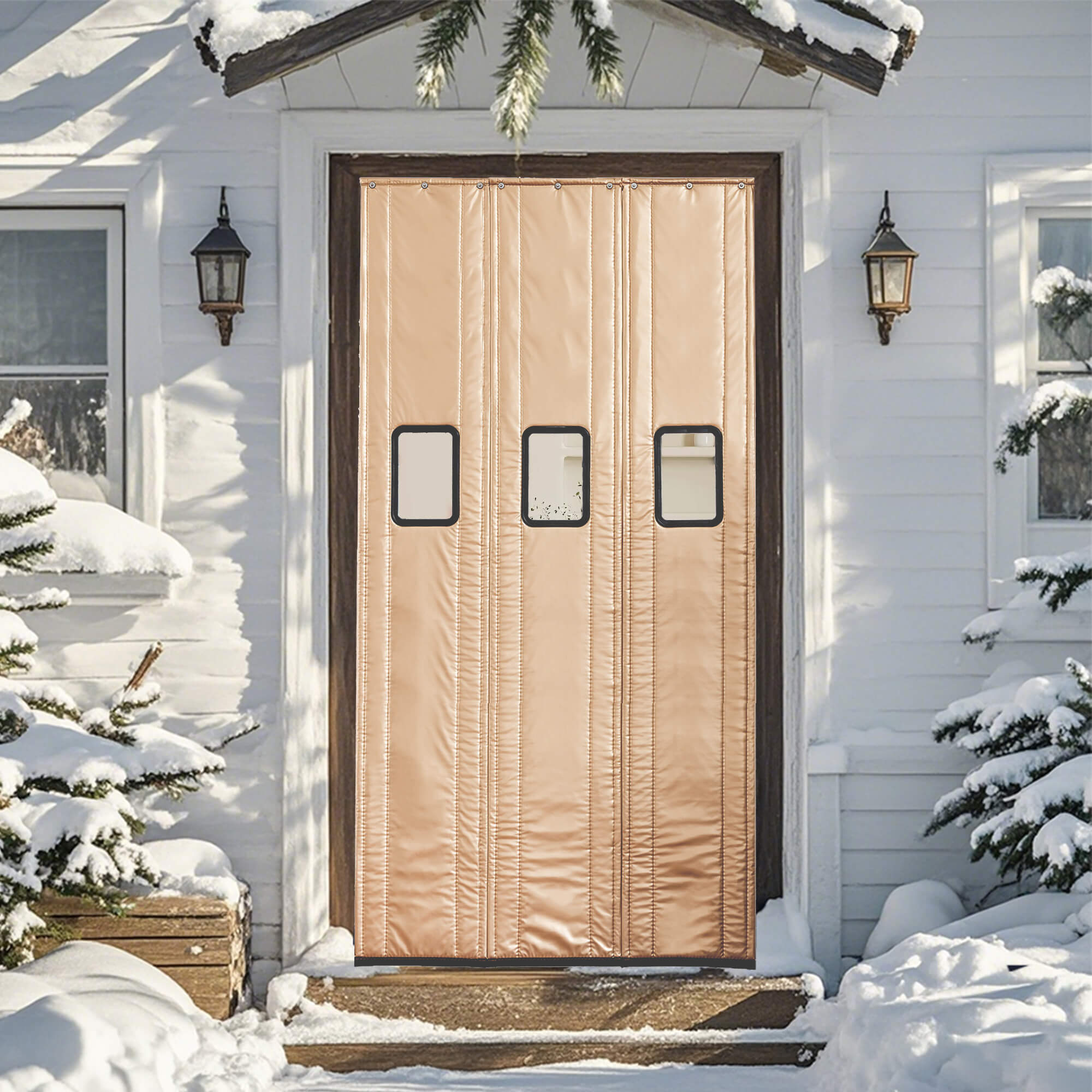 SNOWCITY Outdoor Thermal Insulated Door Curtain - PU Leather