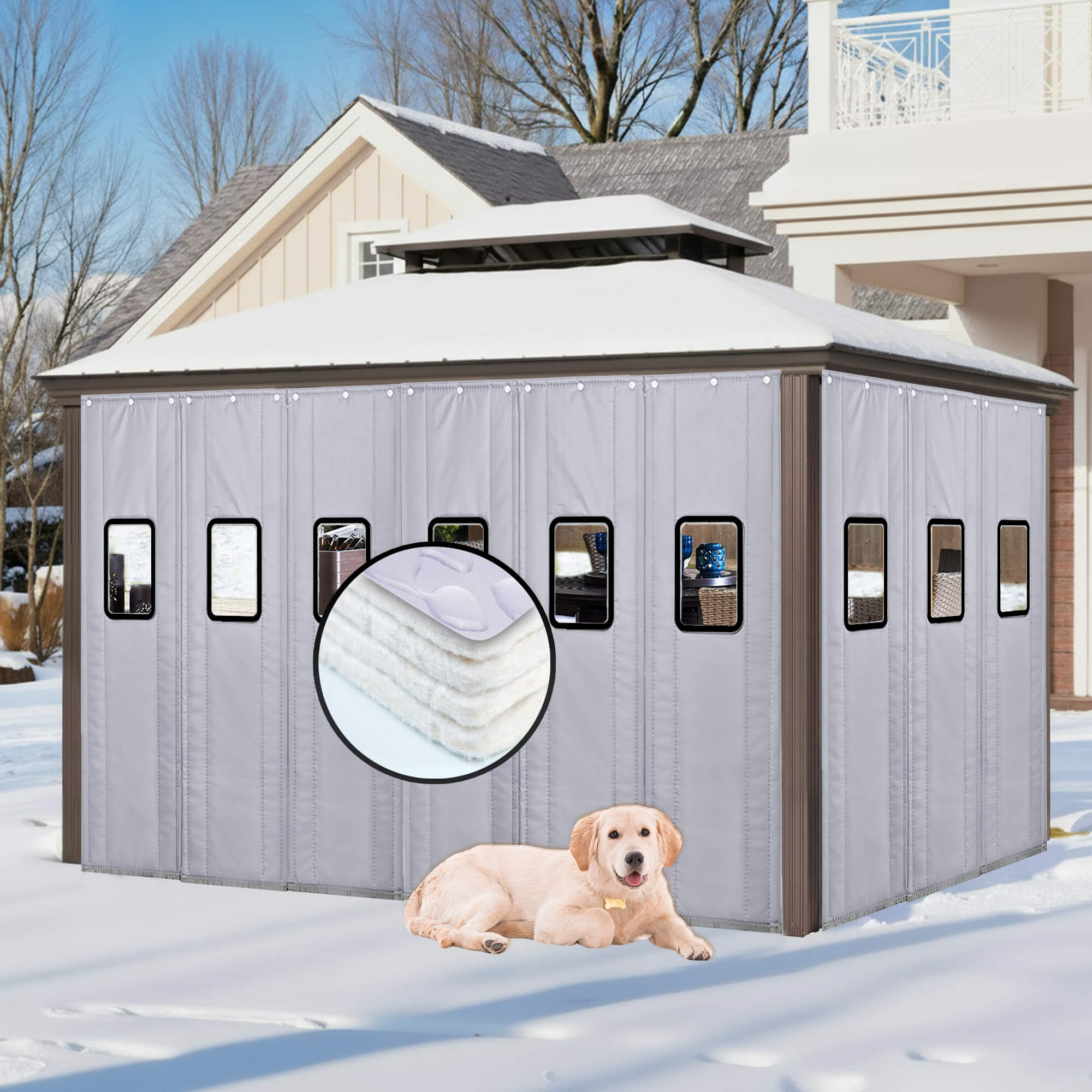 SNOWCITY Outdoor Magnetic Thermal Insulated Door Curtain - Oxford Fabric