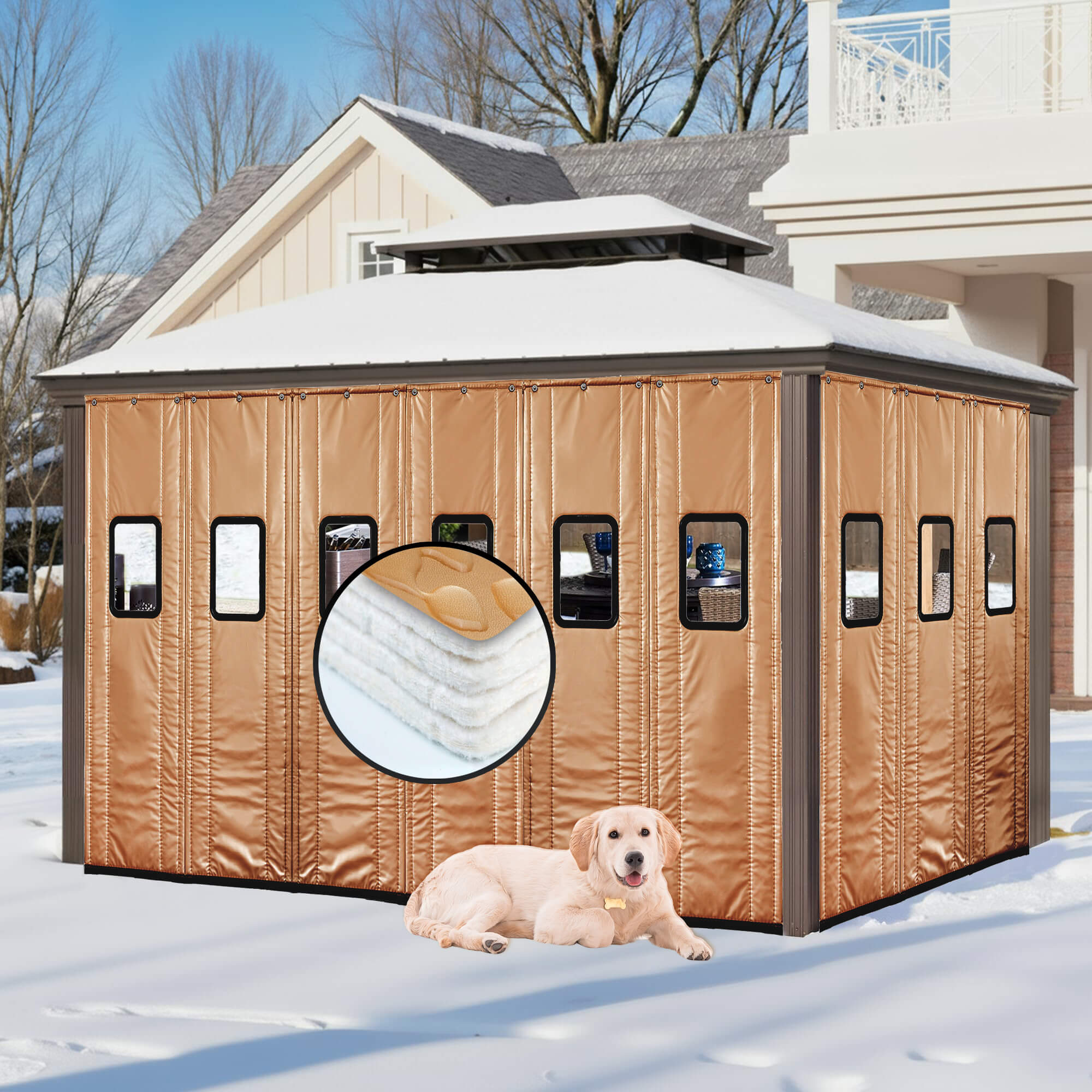 SNOWCITY Outdoor Thermal Insulated Door Curtain - PU Leather