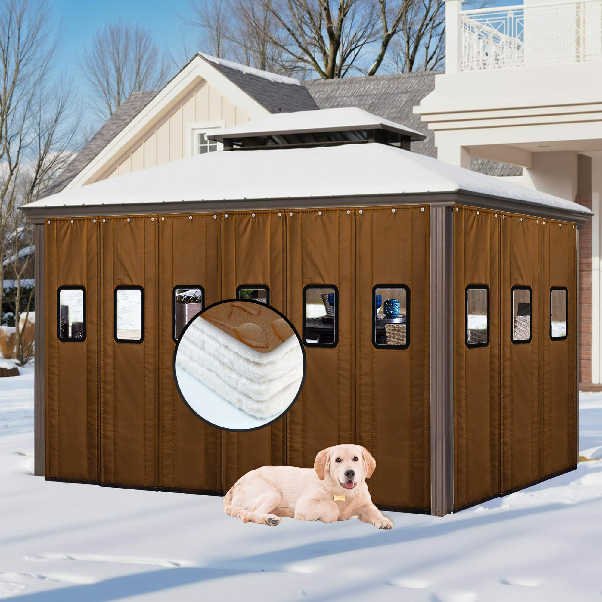 SNOWCITY Outdoor Magnetic Thermal Insulated Door Curtain - Oxford Fabric