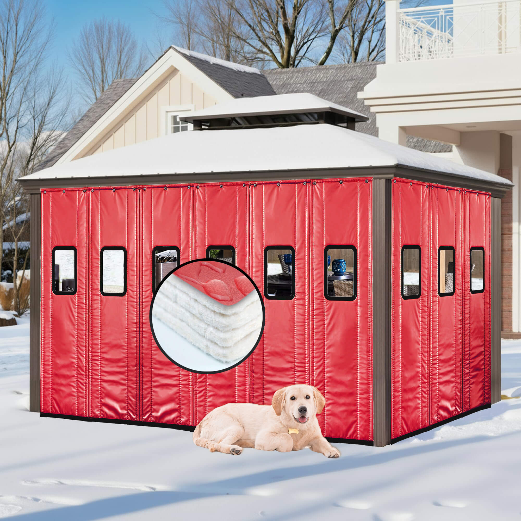 SNOWCITY Outdoor Thermal Insulated Door Curtain - PU Leather