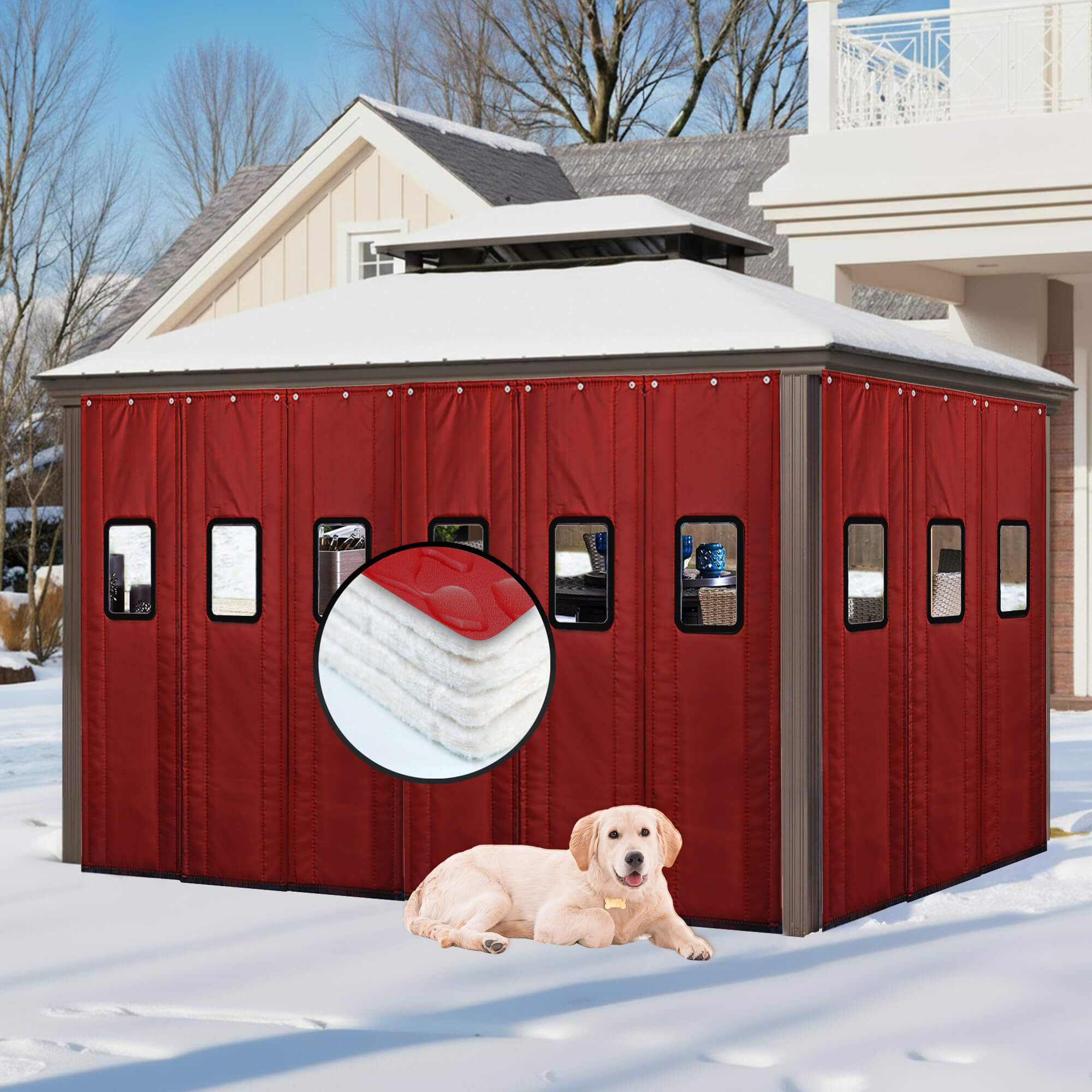 SNOWCITY Outdoor Magnetic Thermal Insulated Door Curtain - Oxford Fabric