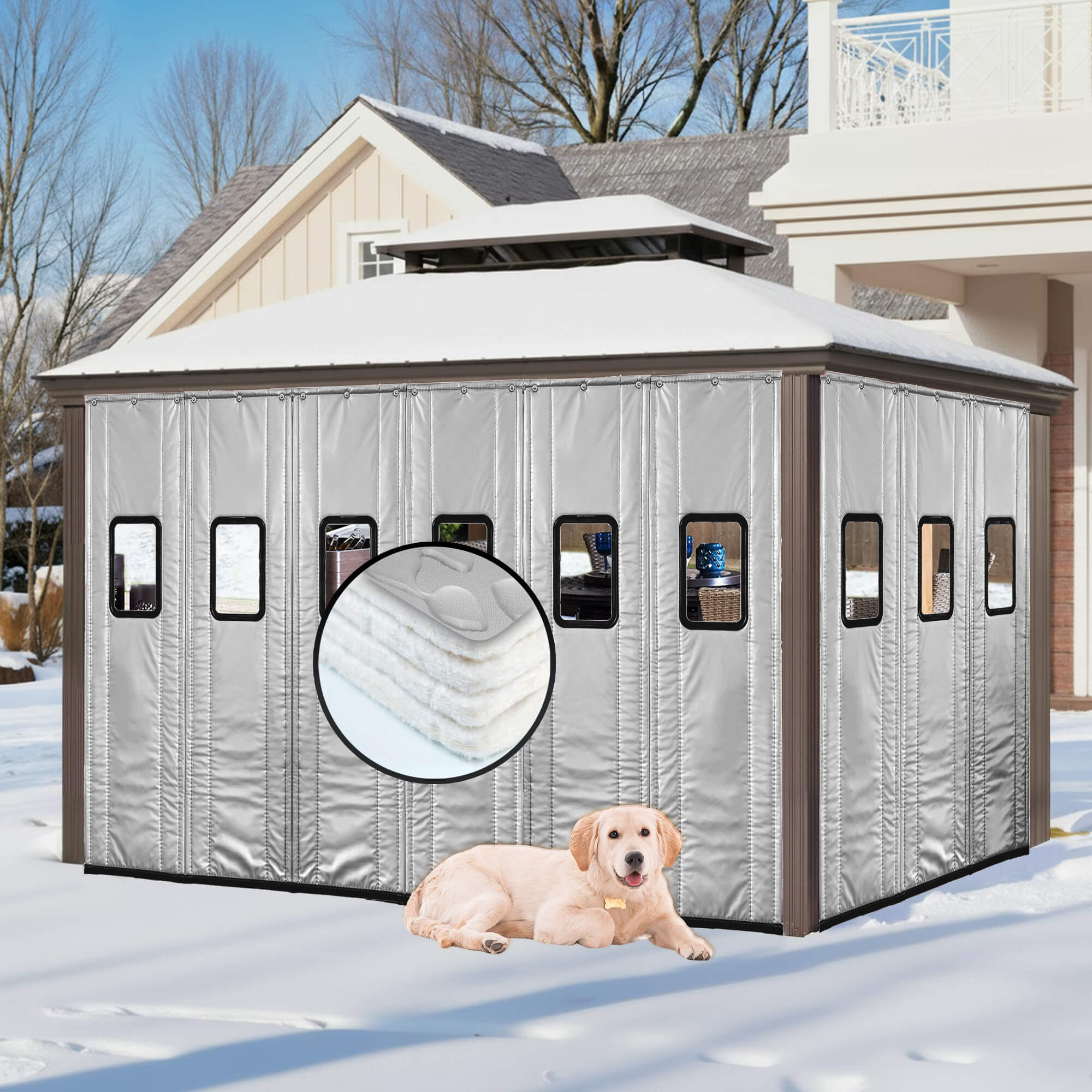 SNOWCITY Outdoor Thermal Insulated Door Curtain - PU Leather