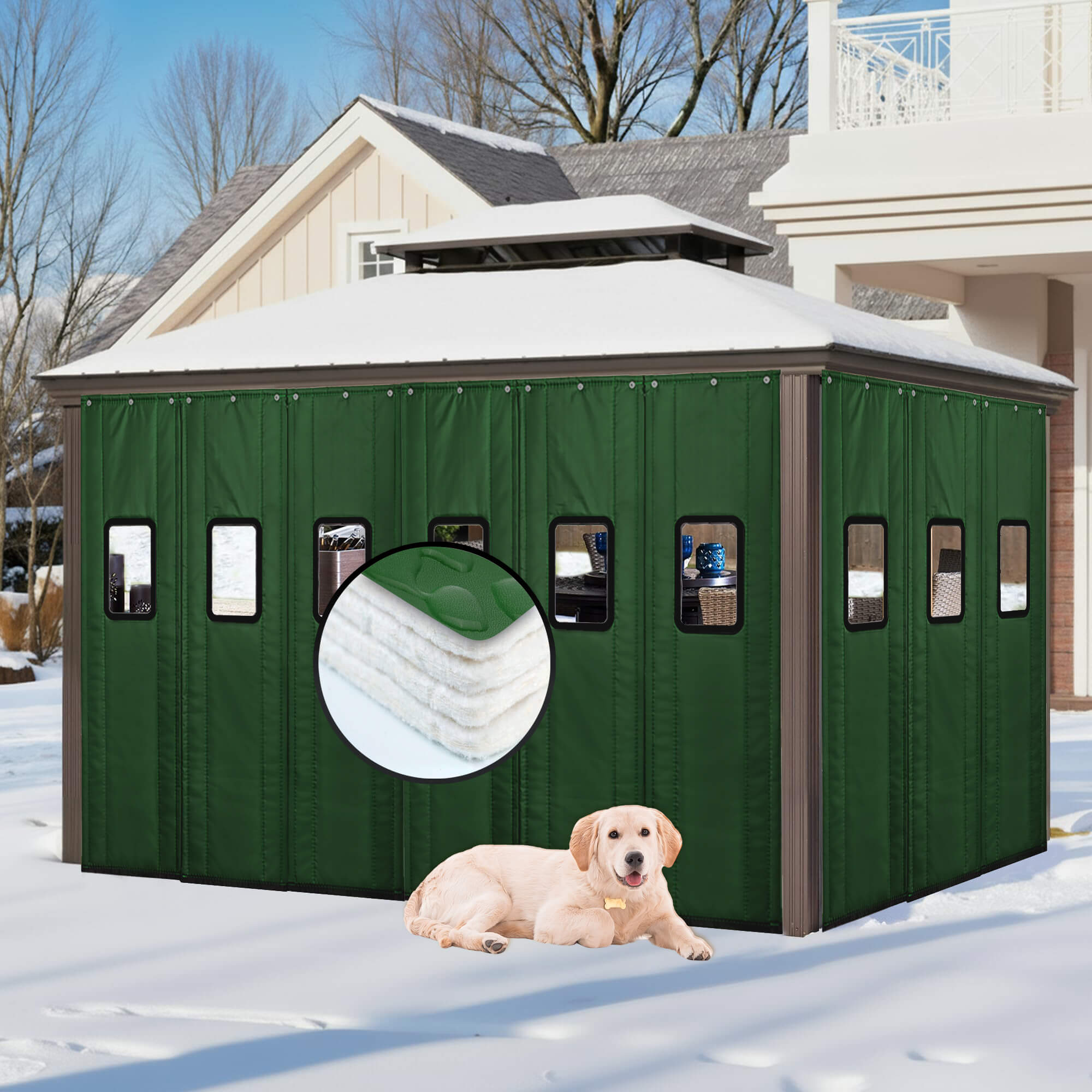 SNOWCITY Outdoor Magnetic Thermal Insulated Door Curtain - Oxford Fabric