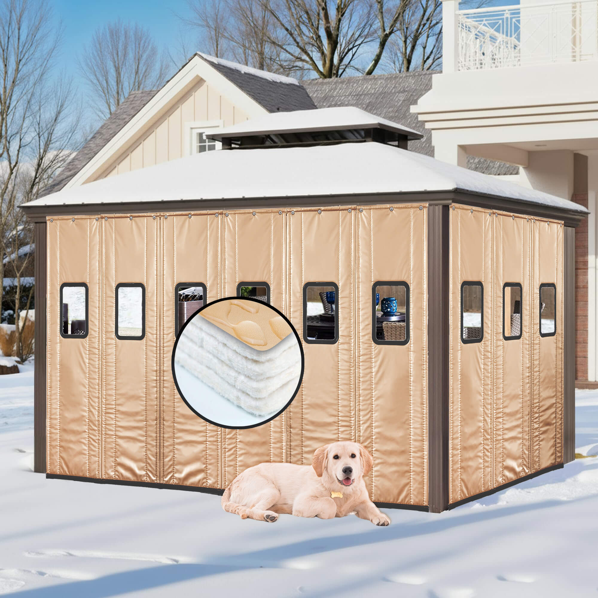 SNOWCITY Outdoor Thermal Insulated Door Curtain - PU Leather